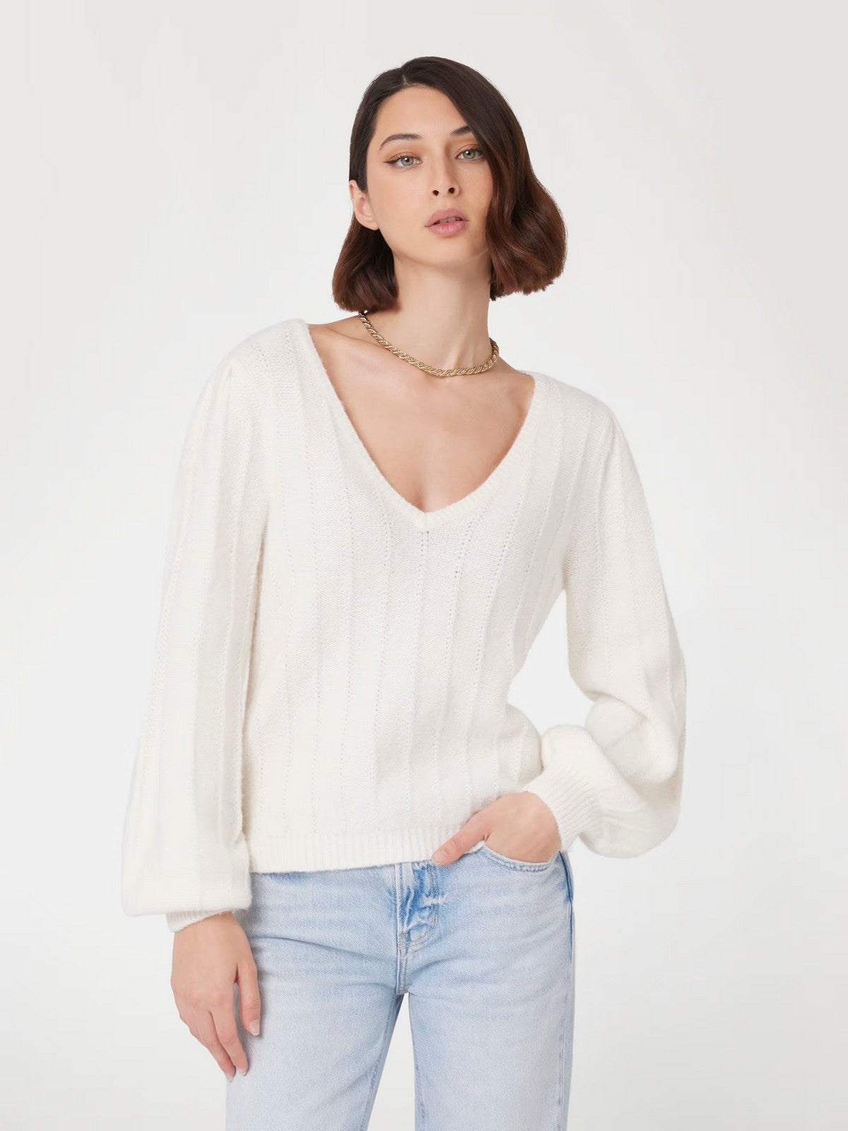 Guess Maglione Woman LS VN Madeline Texture SWTR W4BR0N Z3LG0 G1O6 White