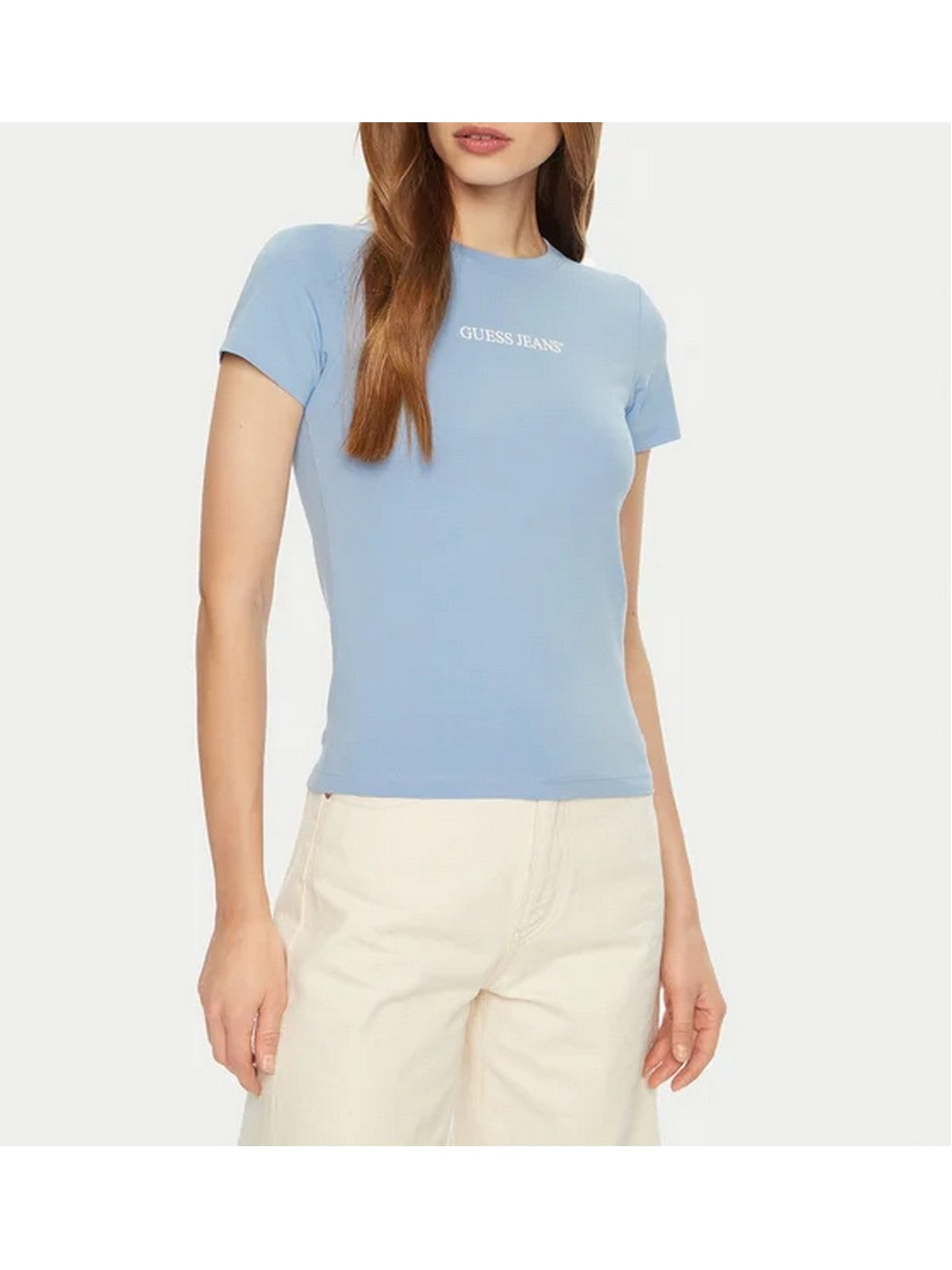 GUESS T-shirt Donna GJ SS CN SLIM LOGO PRINT TEE W4YI01 J1314 G7CP FRESH ZENDY BLUE gioboutiqueweb