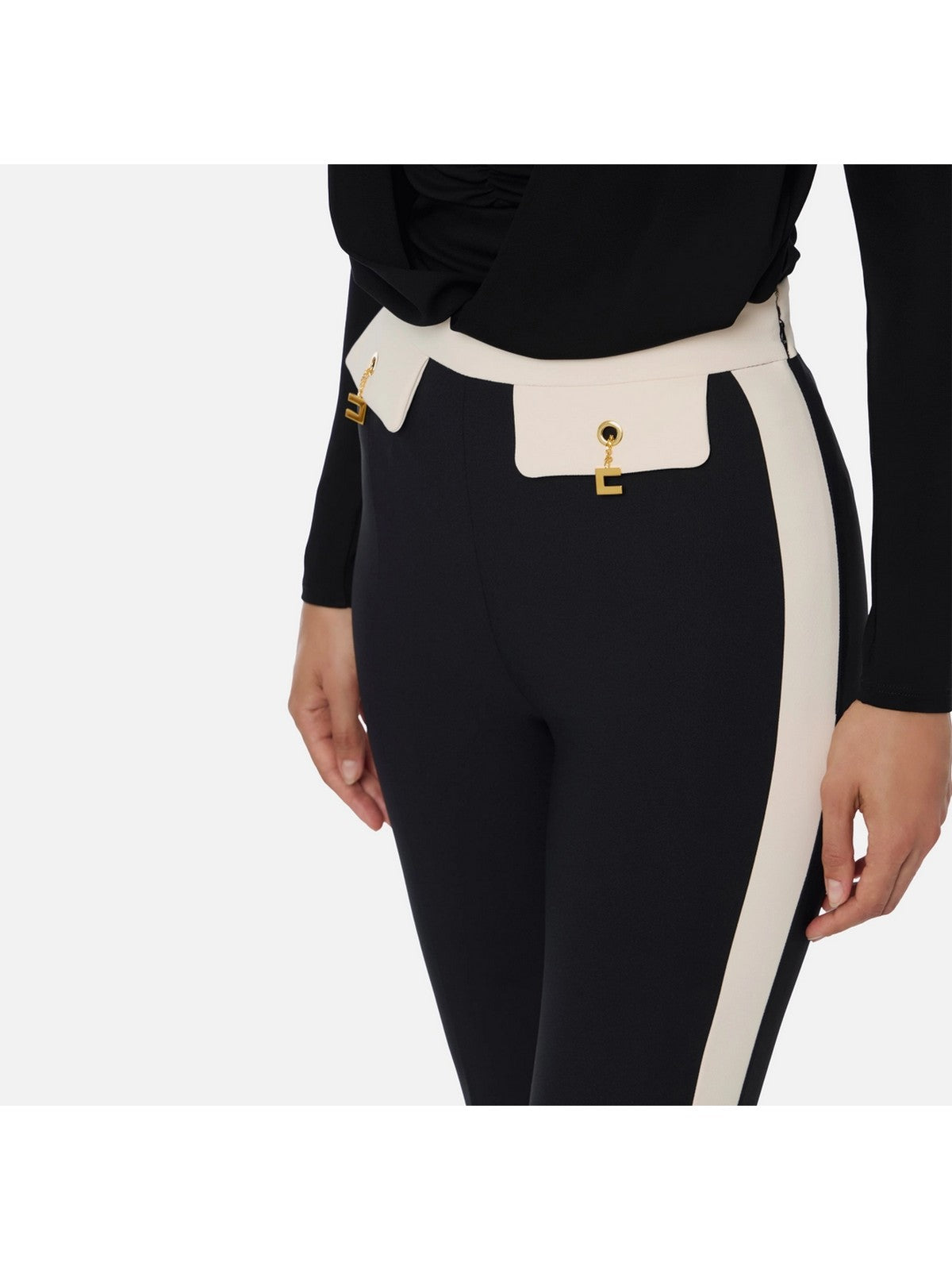 ELISABETTA FRANCHI Pantalone Donna PAT0156E2 EF3 NERO/MILK gioboutiqueweb