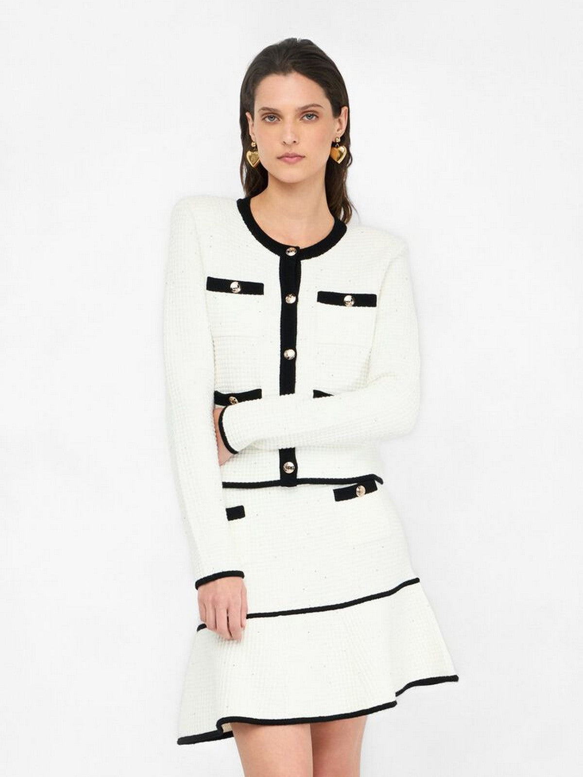 LIU JO BLACK Cardigan Donna CF5131MS18F 03A21 Latte/nero