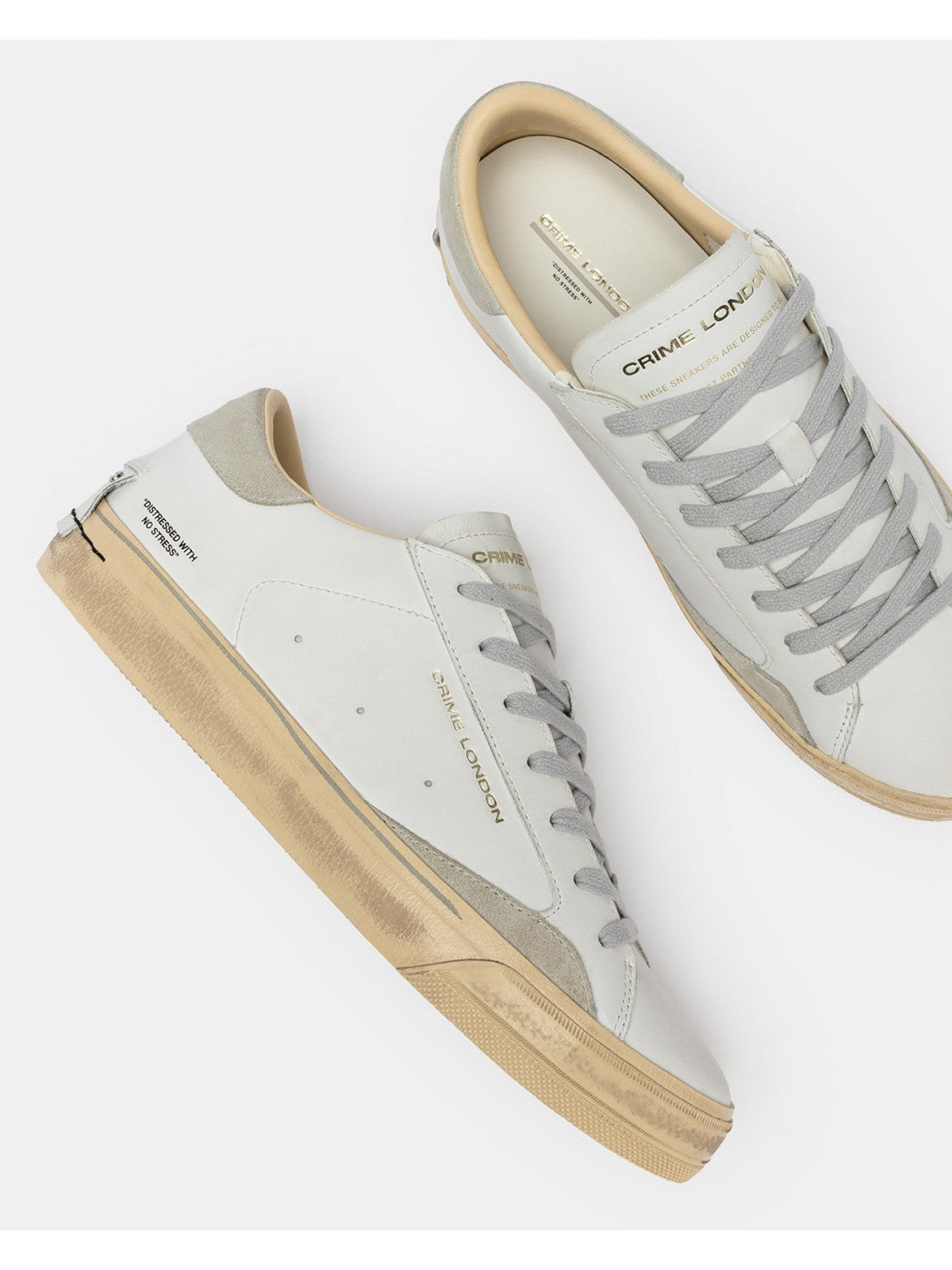 CRIME LONDON Sneaker Uomo DISTRESSED 2.0 LIGHT GREY 19053PP8 10 WHITE