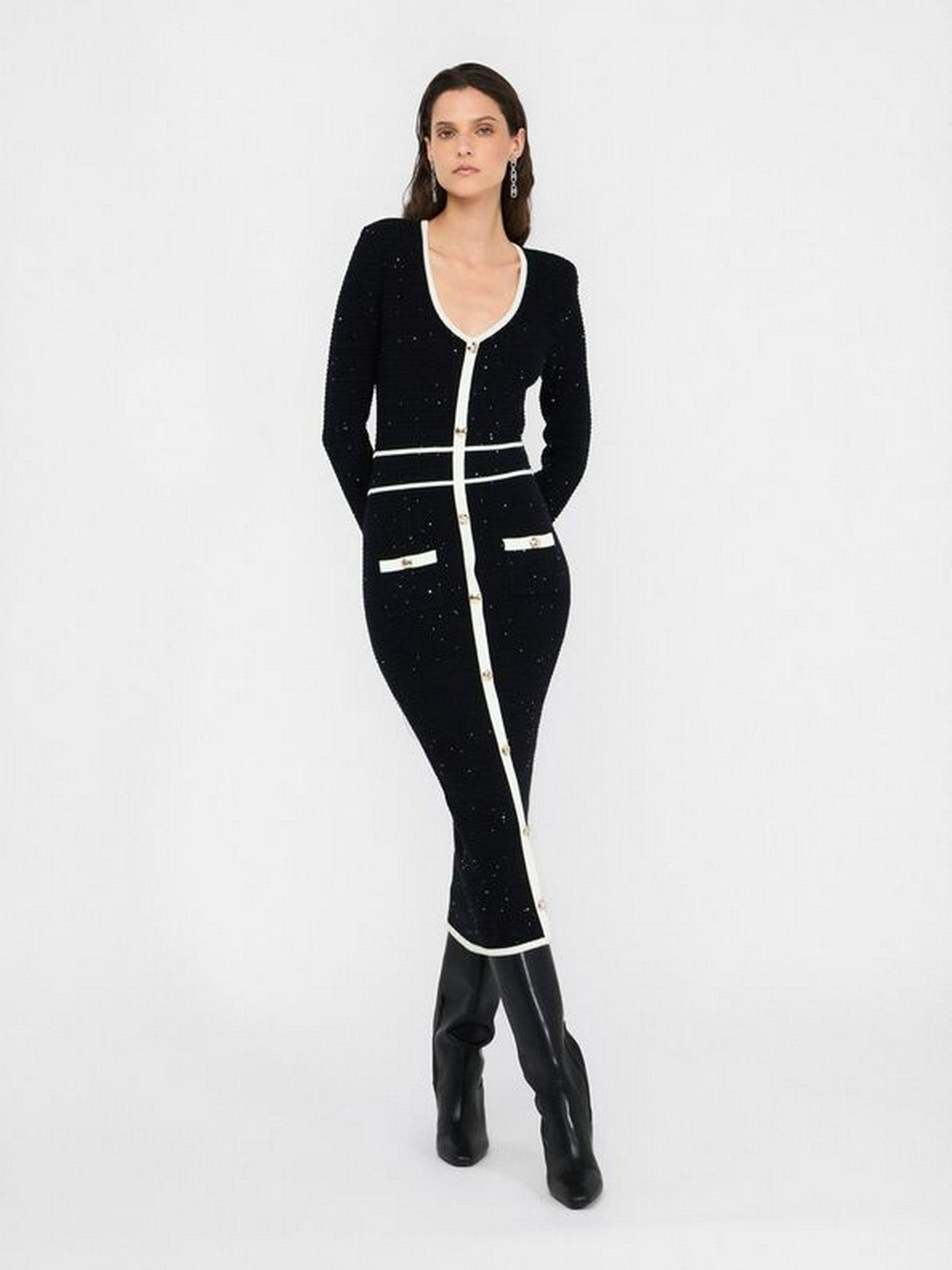 LIU JO BLACK Abito Donna CF5132MS18F 03862 Nero/latte