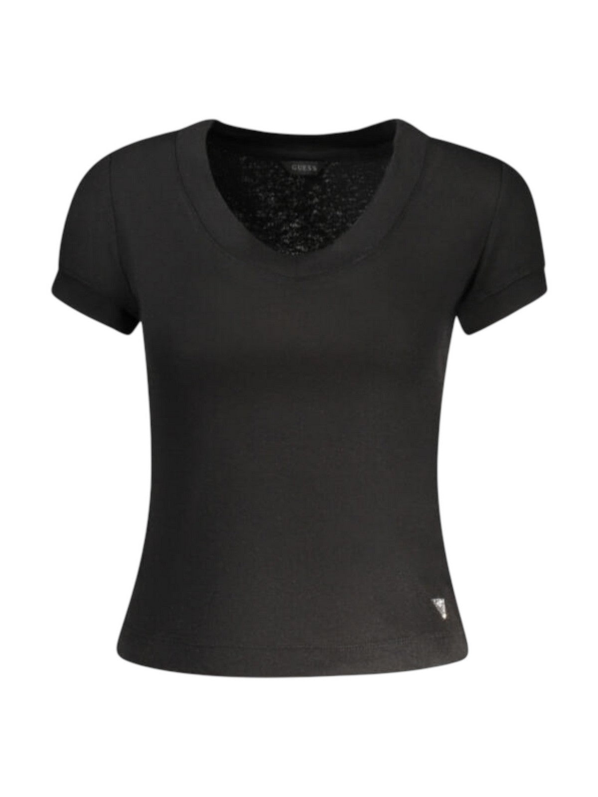 GUESS T-shirt Donna TINA SS V NECK RIBS TOP W5RP17 KCNH2 JBLK Jet Black A996 gioboutiqueweb