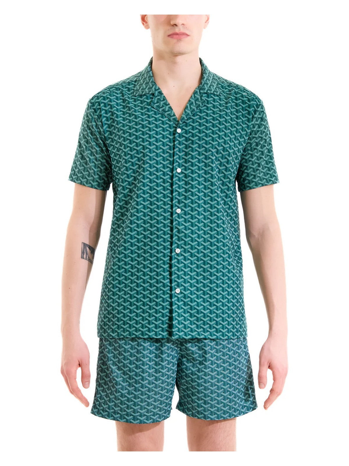 MOVE be different Camicia Uomo CAMICIA BOWLING PRINT G2 VERDE