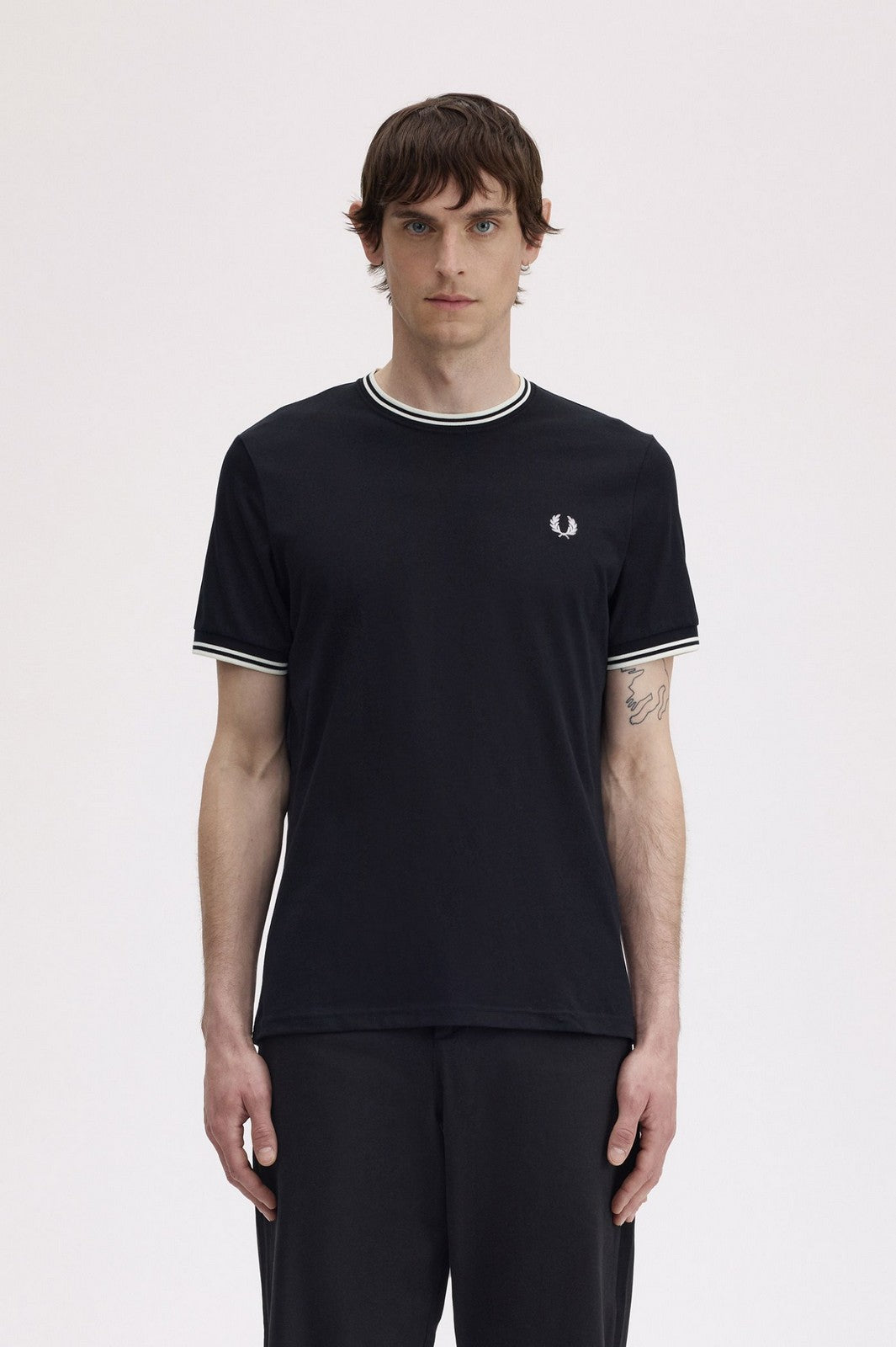 FRED PERRY T-shirt Uomo FP TWIN TIPPED T-SHIRT FP-M1588V-57 102 BLACK