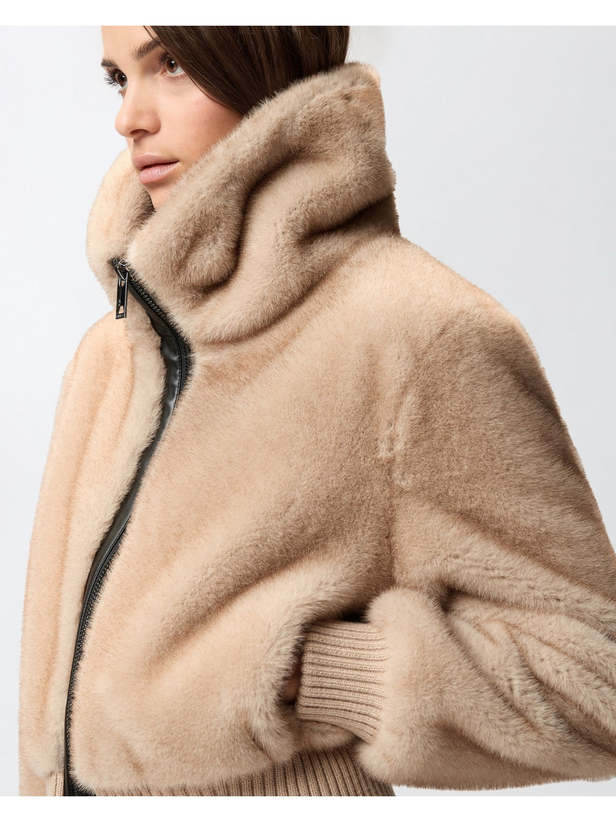 PINKO Pelliccia Donna BAGELS BOMBER 105399-A2PI C60 BEIGE-CHIARO DI LUNA