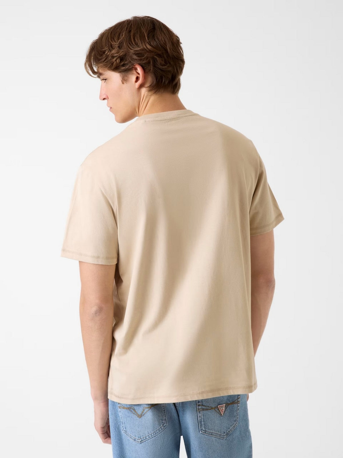 GUESS T-shirt Uomo SS CN TERRY LOGO TEE M6RI23 K8FQ4 G1DR NEUTRAL SAND