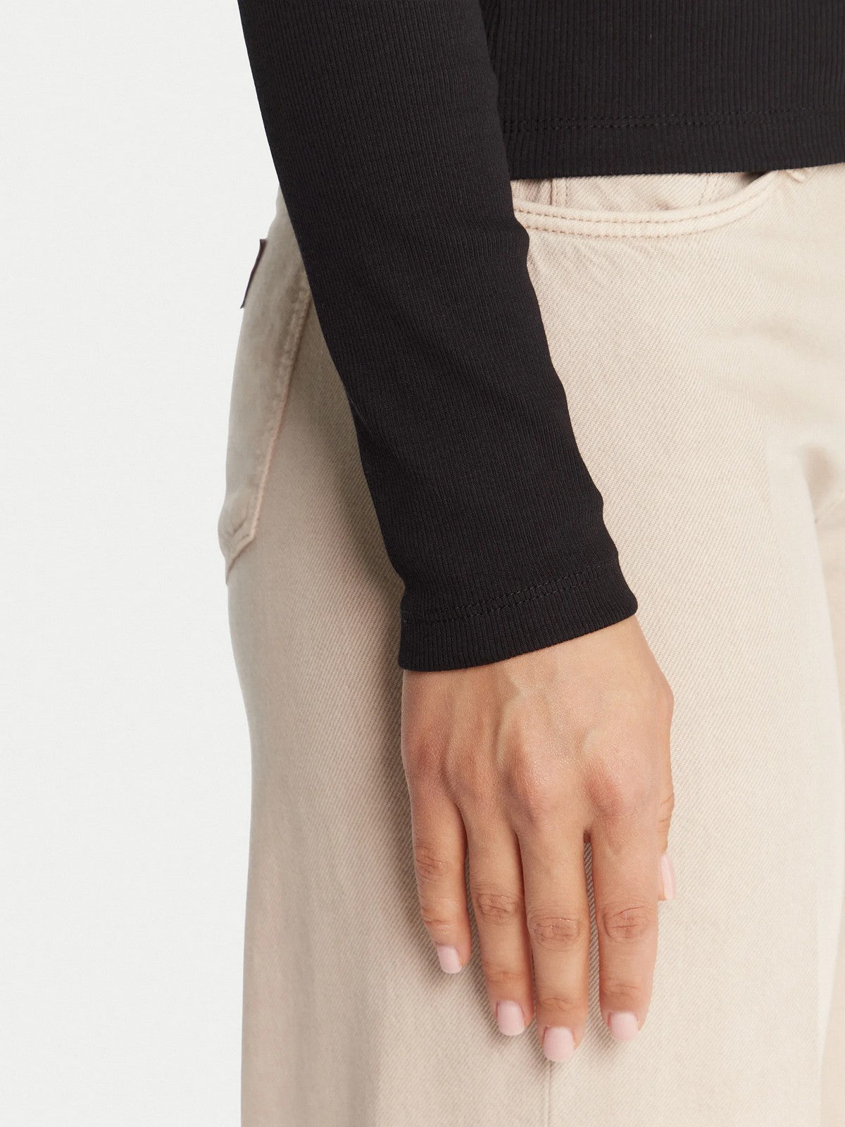 GUESS Maglia Donna GJ LS MOCK NECK EMBRO SLIM TOP W5BP23 KA0H1 JBLK Jet Black A996