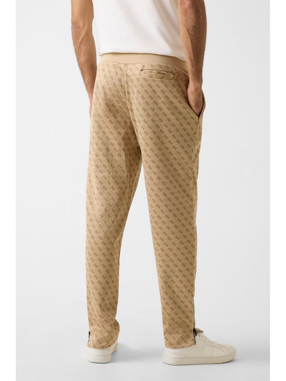 GUESS SPORT Pantalone Uomo KORBIN PANT Z2BB05 K7122 P13W 4G AOP BEIGE BLANCO