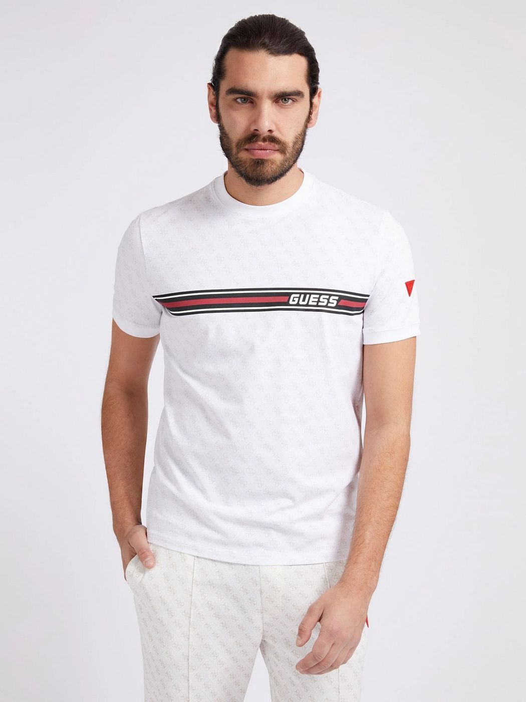 GUESS SPORT T-Shirt e Polo Uomo Z2BI09 J1314 P05N 4G AOP PURE WHITE
