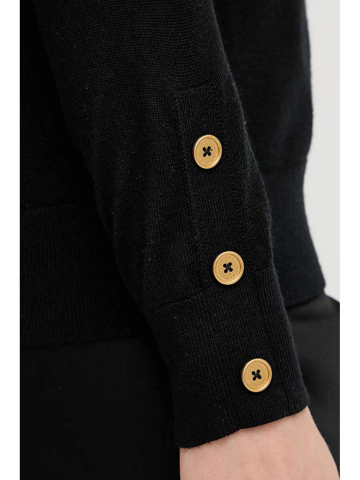 MICHAEL KORS Maglione Donna MERINO BUTTON SLV LS SWTR MT5619D4VR 001 BLACK gioboutiqueweb
