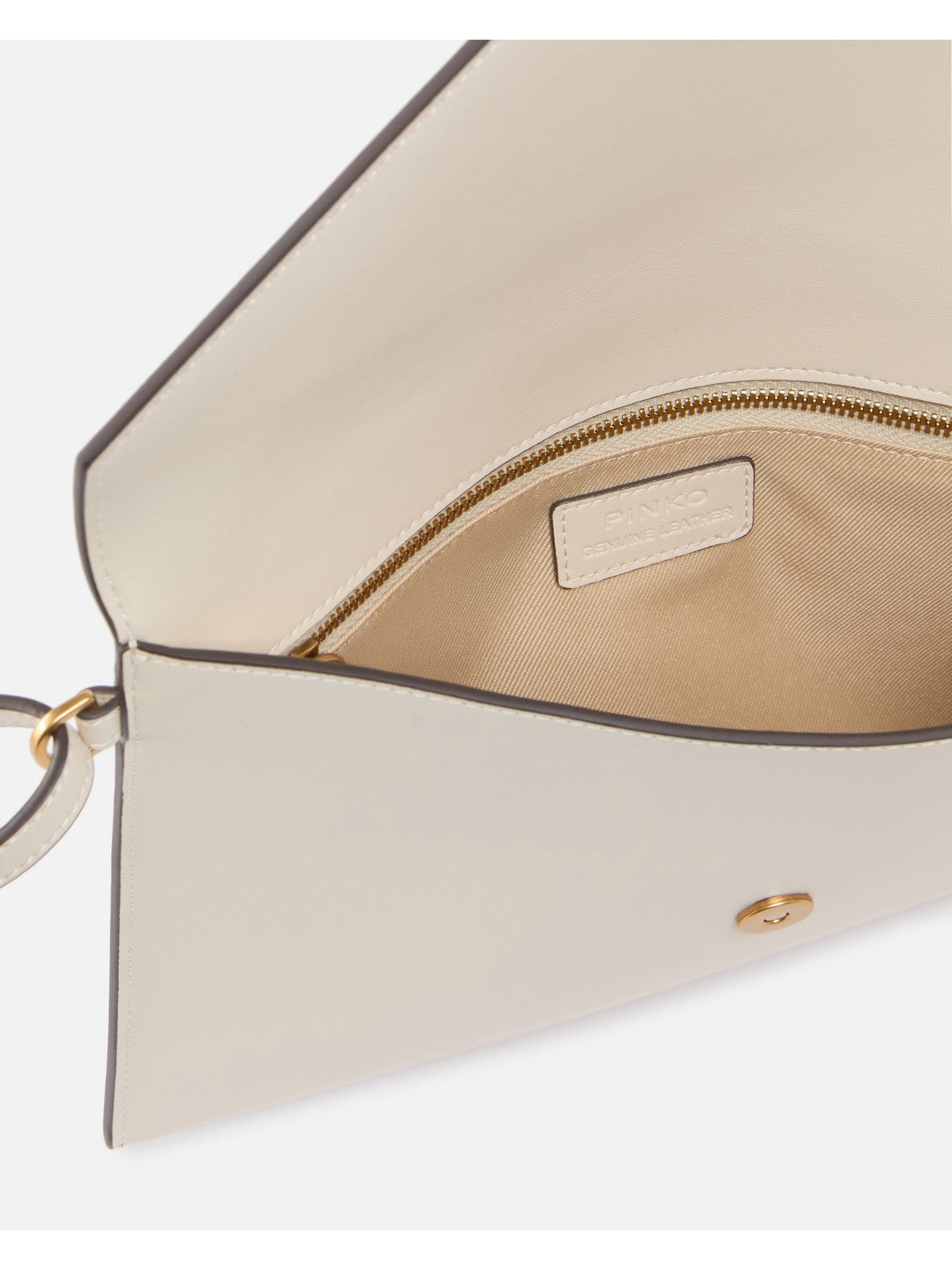 PINKO Pochette Donna FLAT PURSE HANDLE 104820-A0F1 Z14Q BIANCO SETA-ANTIQUE GOLD