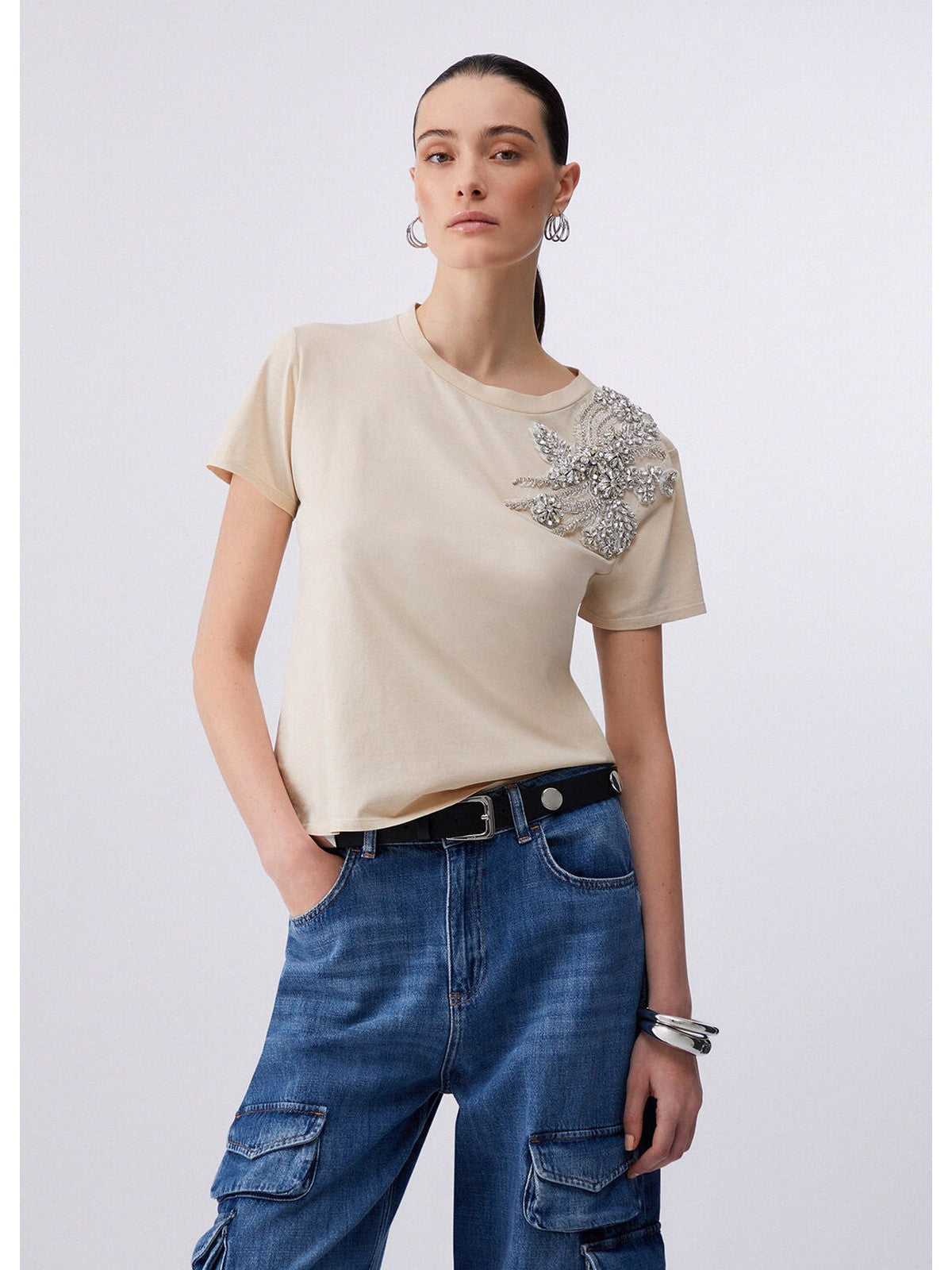 LIU JO BLACK T-shirt Donna CA6010J3868 L9089 Cappuccino lt.ston.w