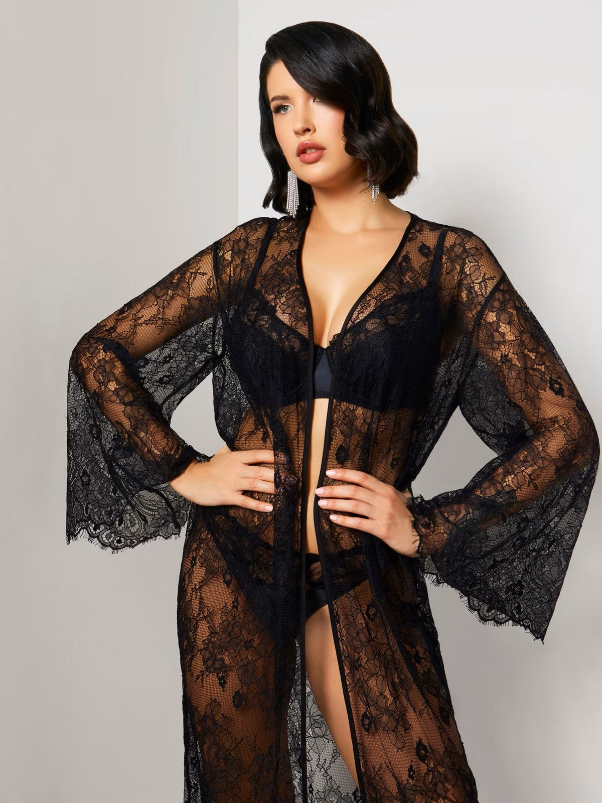 GUESS BEACHWEAR Abito Donna Long Kimono O4GX10 KC9S0 JBLK Nero gioboutiqueweb