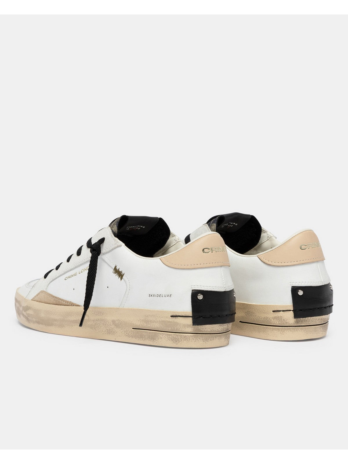 CRIME LONDON Sneaker Uomo SK8 DELUXE DUNE DRIFT 19104PP8 10 WHITE