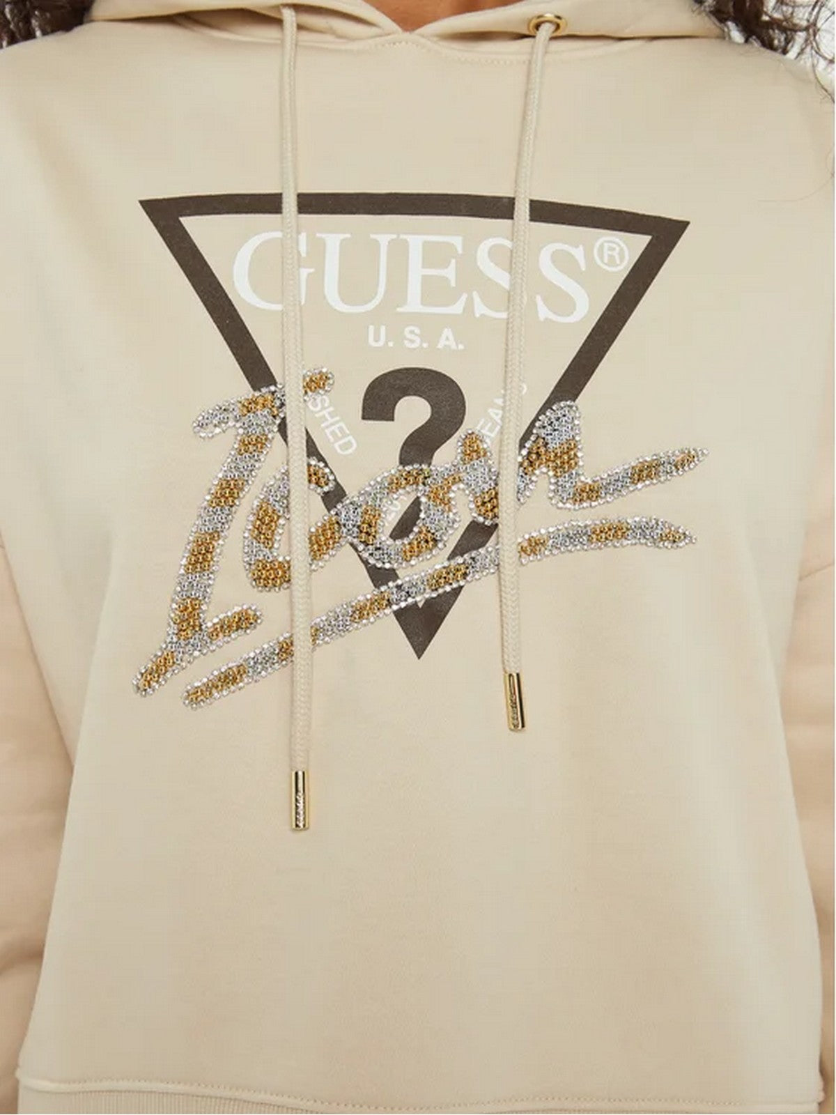 GUESS Felpa Donna HOODED ICON SWEATSHIRT W4BQ06 KB683 G1M5 Bianco gioboutiqueweb