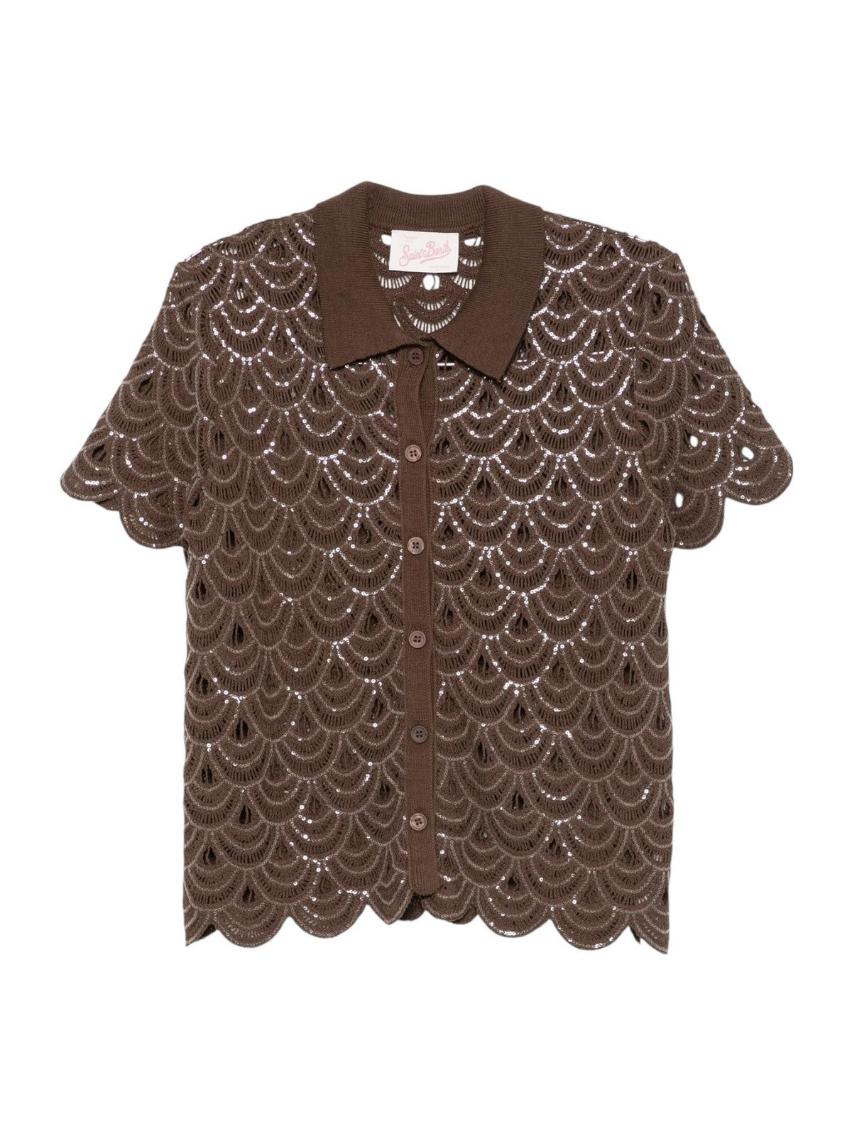 MC2 SAINT BARTH Polo Donna MONET 01851L CROCHET SHELL PAILLETTES 18