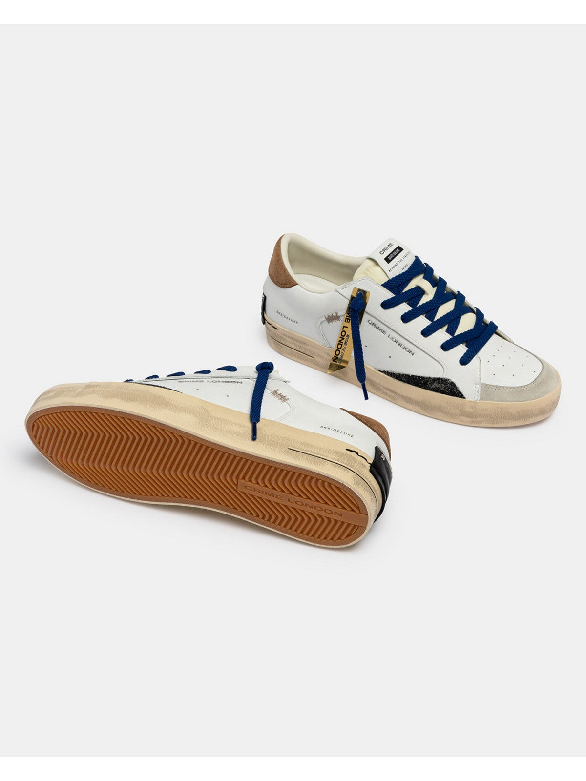 CRIME LONDON Sneaker Uomo SK8 DELUXE BROWN SUGAR 19102PP8 10 WHITE