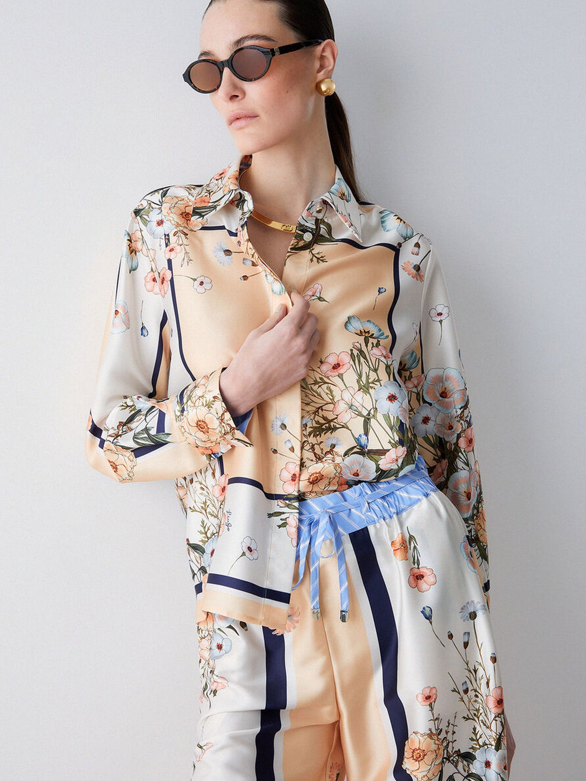 LIU JO WHITE Camicia Donna WA6357T2555 P9547 Blu str/bloom.small