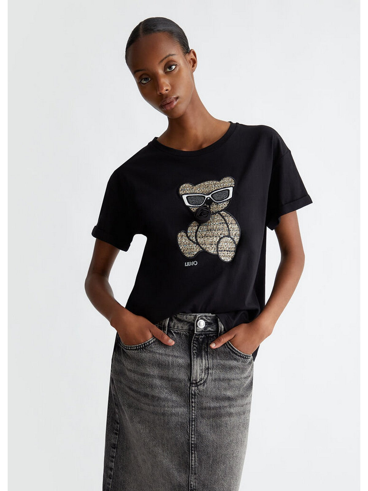 LIU JO WHITE T-Shirt e Polo Donna WF4411J5904 N9940 Nero gioboutiqueweb