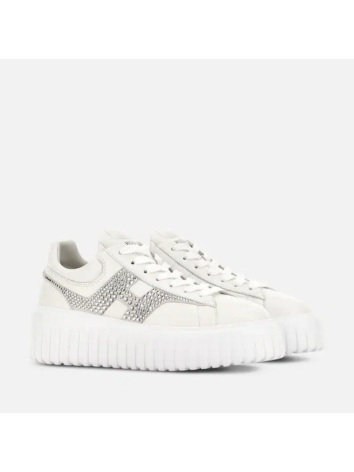 HOGAN Sneaker Donna H-STRIPES ALLACCIATO H STRASS HXW6450FO60U48B001 Bianco