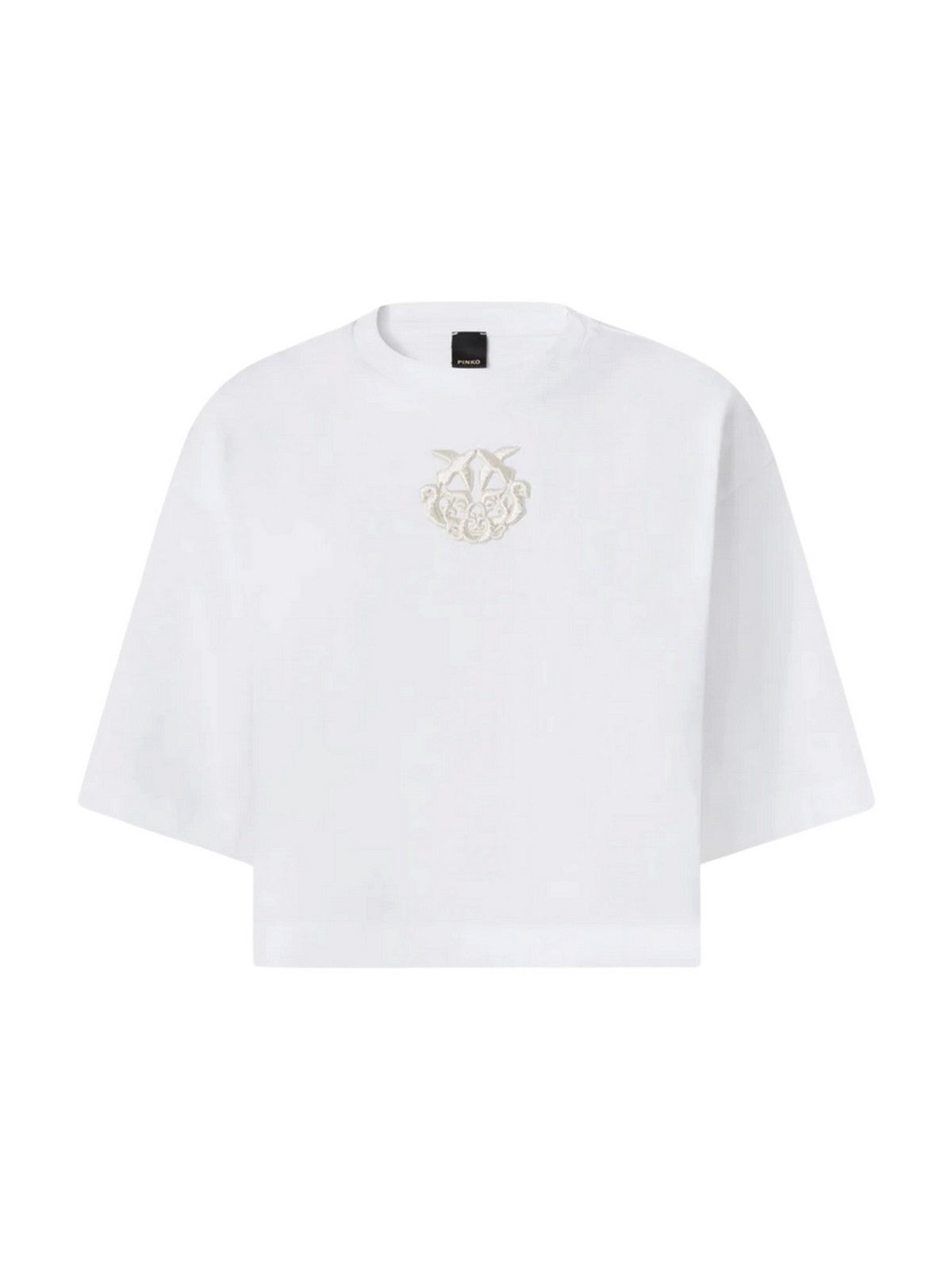 PINKO T-shirt Donna BORGHETTO T-SHIRT JERSEY LOGO 106814-A3AM Z04 BIANCO BRILL.