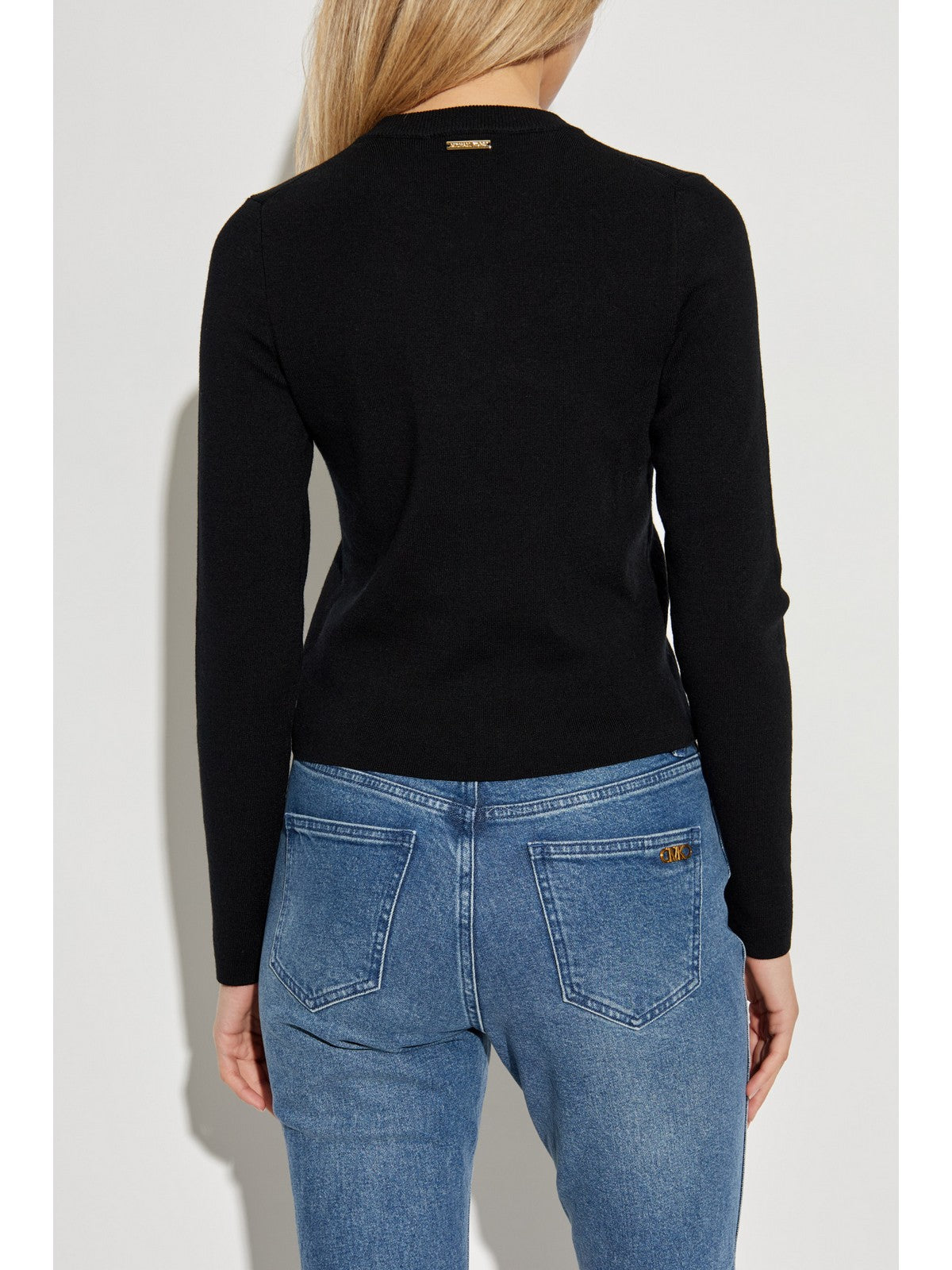 Michael Kors Cardigan Frau Merino Rib Crew NK Cardi MT5617W4VR 001 Schwarz