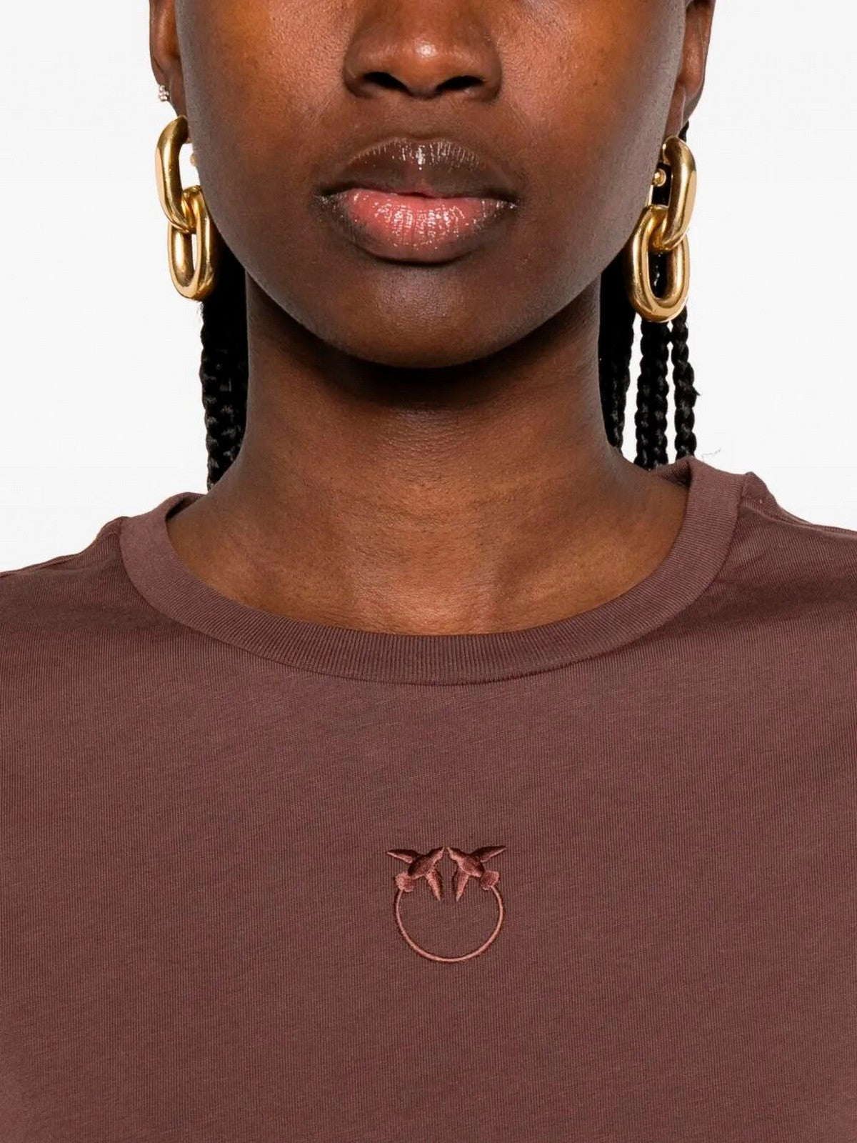 PINKO T-shirt Donna BUSSOLOTTO T-SHIRT 100355-A339 L78 MARRONE TERRA X PIANTE