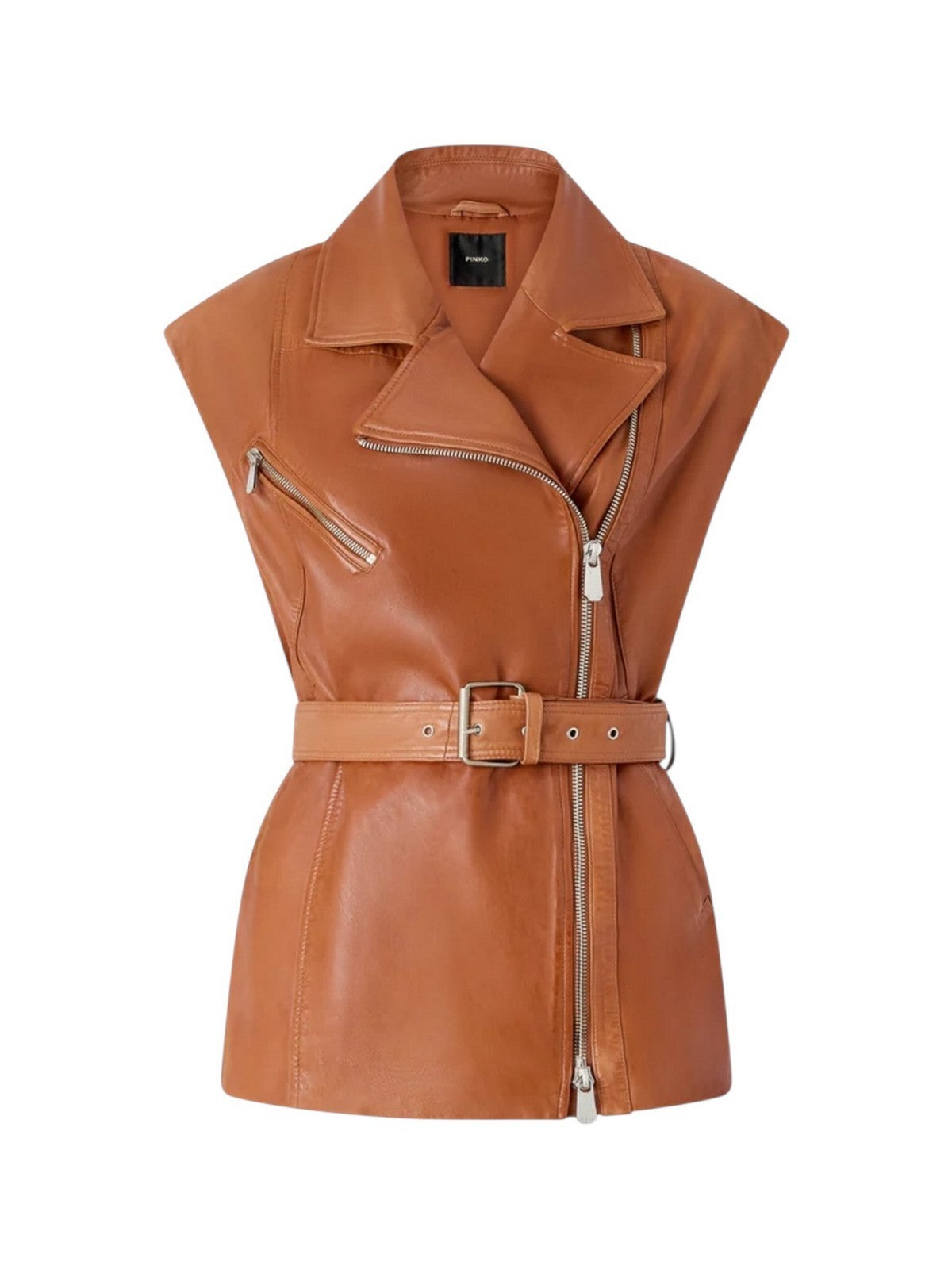 PINKO Gilet Donna GYPSY GILET PELLE LAVATA 106232-A31X L38 MARRONE CREMA DI MOCA