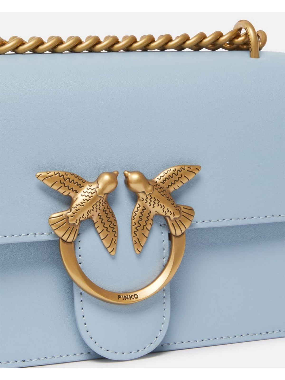 PINKO Borsa Donna Love One Mini Dc Vitello Seta 100074-A0F1 E57Q LIGHT BLUE-ANTIQUE GOLD gioboutiqueweb