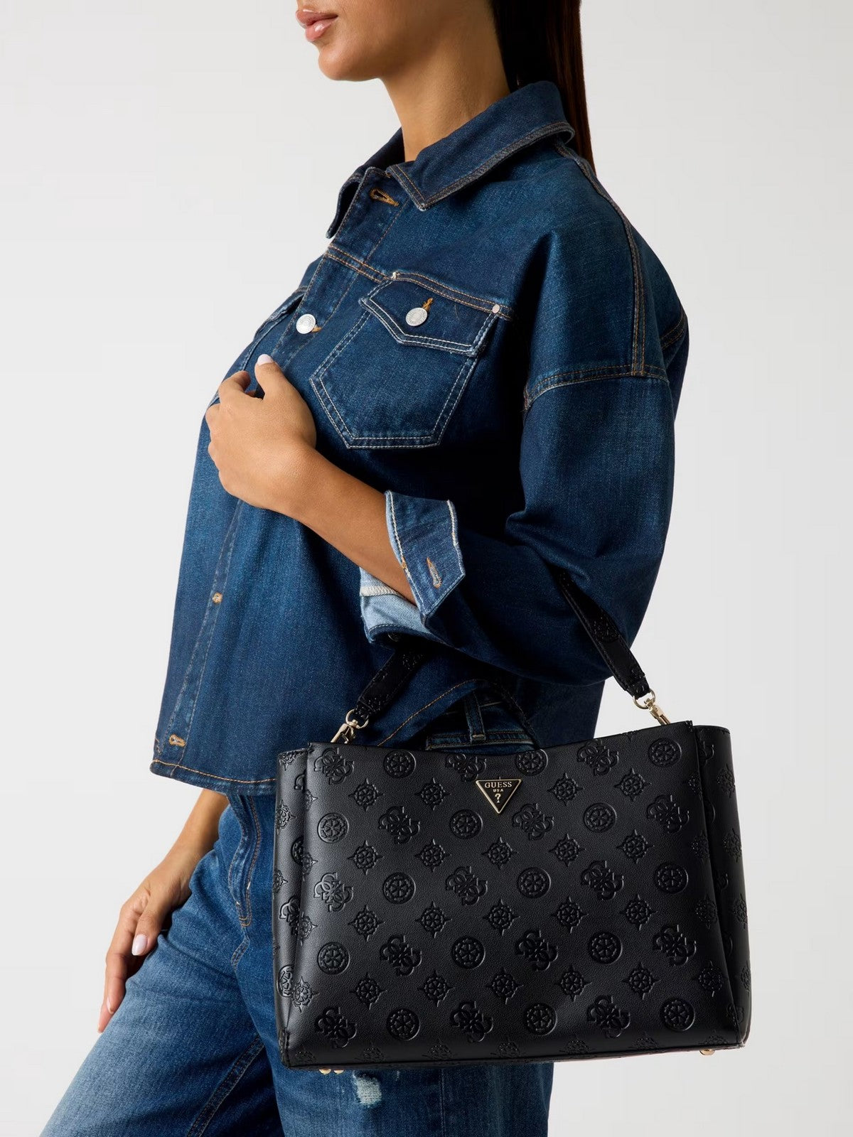 GUESS Borsa Donna TISHA LARGE GIRLFRIEND SATCHEL HWPD77 64070 BLO BLACK LOGO