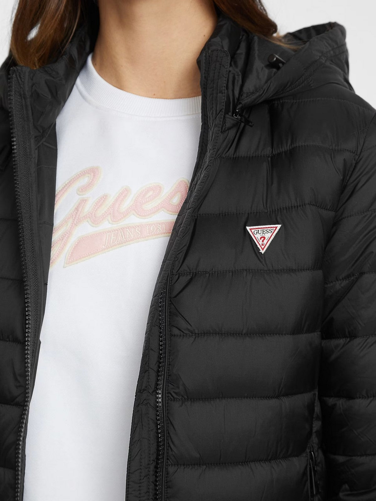 GUESS Piumino Donna GJ HOODED PUFFER W4YL00 WG922 JBLK Nero gioboutiqueweb