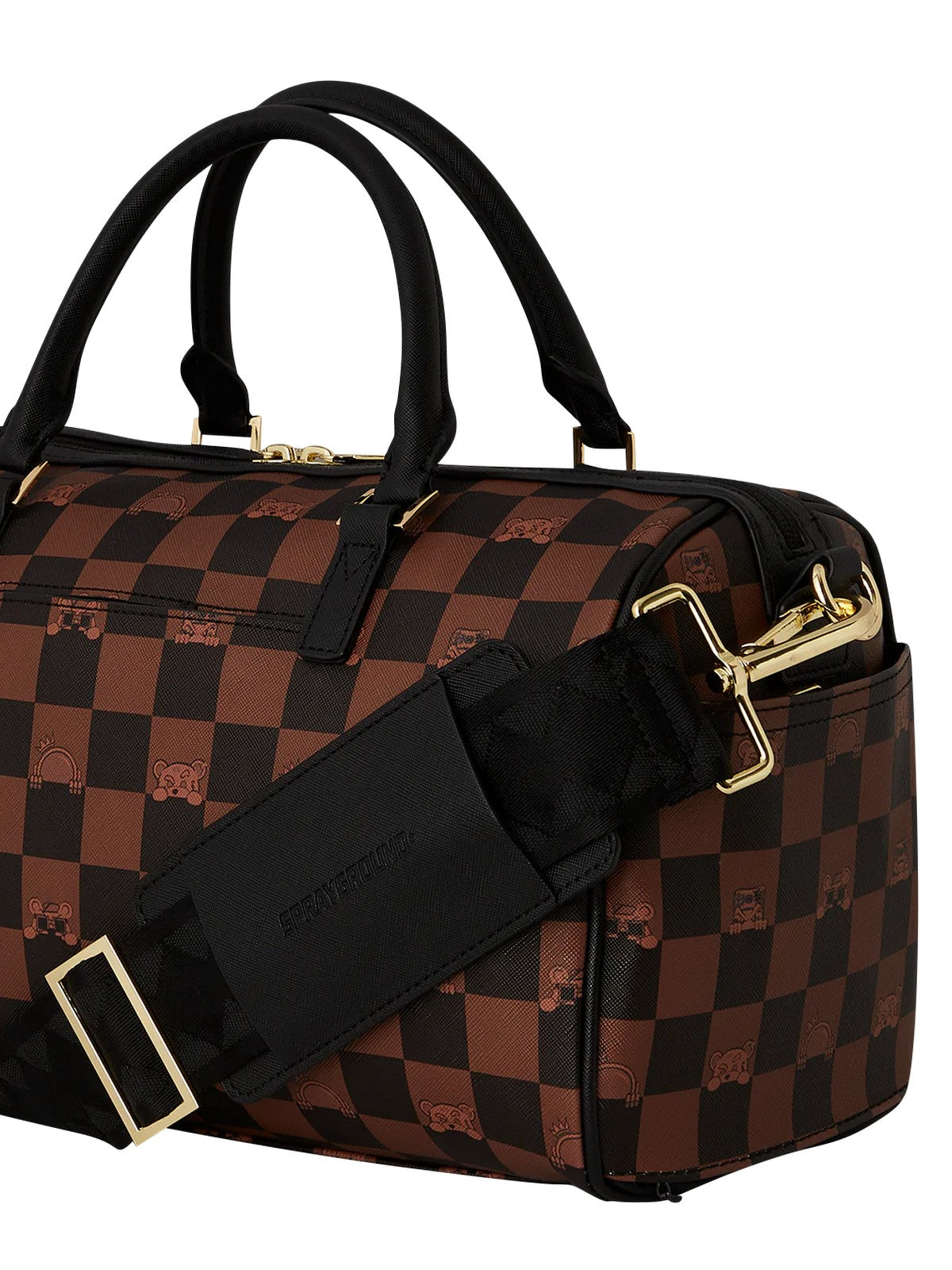 SPRAYGROUND Borsa Donna PEEKING CHARACTER CHECK MINI DUFFEL 910D7507NSZ Marrone gioboutiqueweb