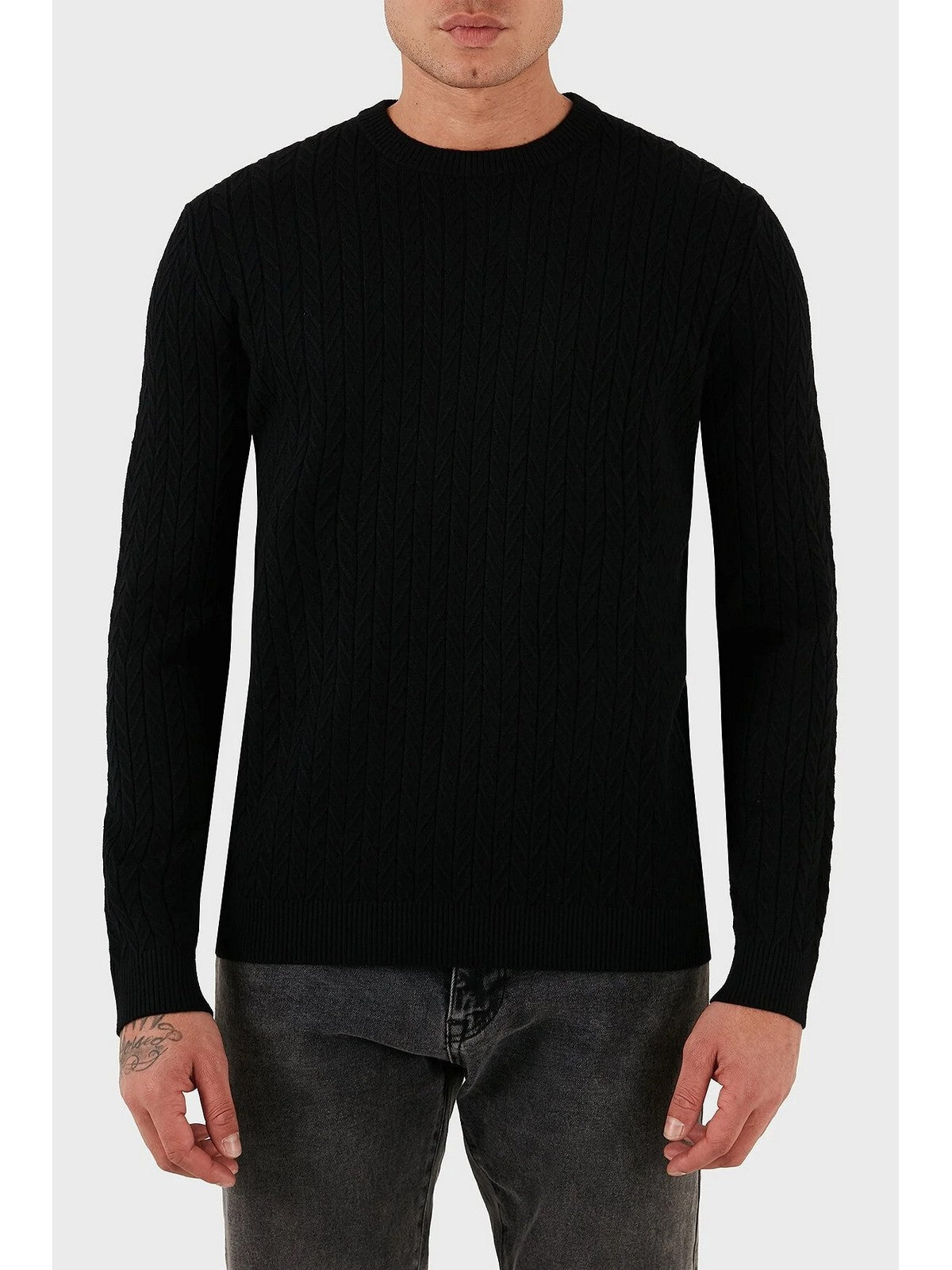 GUESS Maglione Uomo LS CN IVAN CHEVRON SWTR M5BR41 Z2ZK2 JBLK Jet Black A996