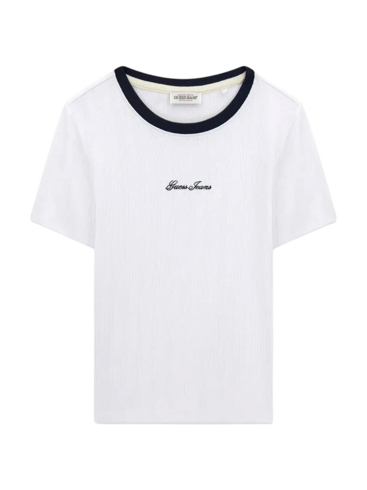 GUESS T-shirt Donna GJ SL CN EMBRO RINGER TEE W6GPA9 KF641 G011 PURE WHITE