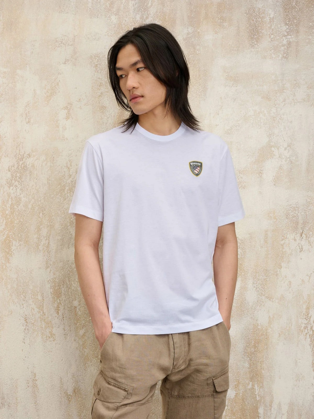 BLAUER T-shirt Uomo FAXON 25SBLUH02194 004547 100 Bianco gioboutiqueweb