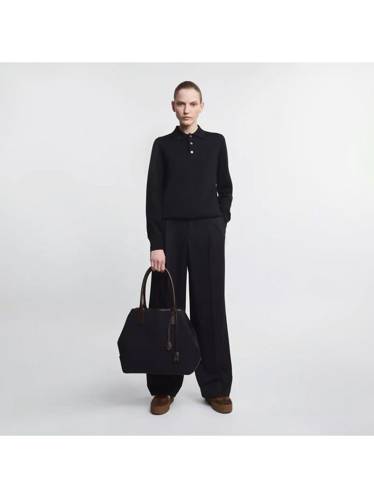 HOGAN Borsa Donna ADDRESS SHOPPING MEDIA TESSUTO KBW01TA2300UH7012D B999(NERO)+S808(PALISSANDRO)