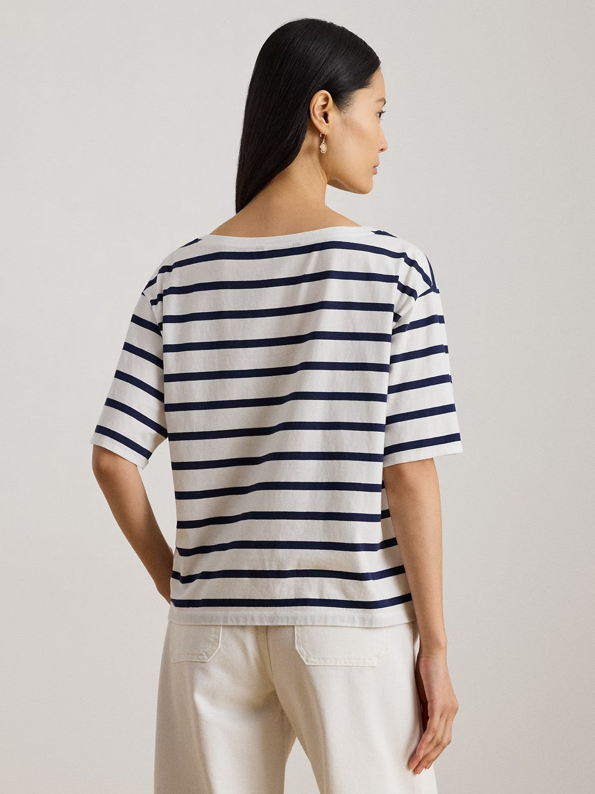 LAUREN RALPH LAUREN T-shirt Donna VAUDEN-SHORT SLEEVE-T-SHIRT 200P03752 002 WHITE/REFINED NAVY