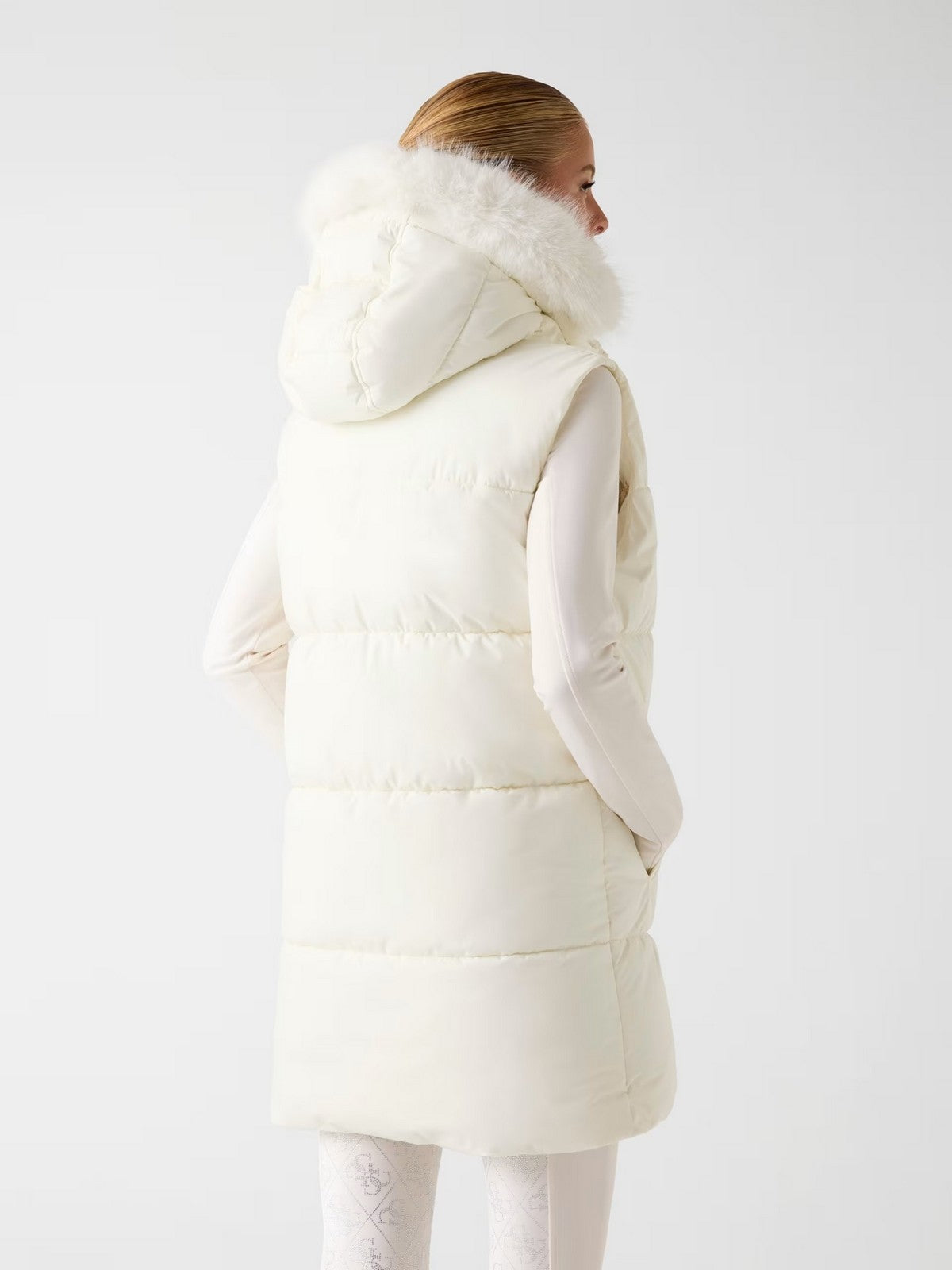 GUESS Gilet Donna KATRINA SKI HOODY VEST W5BL81 W3282 G012 CREAM WHITE