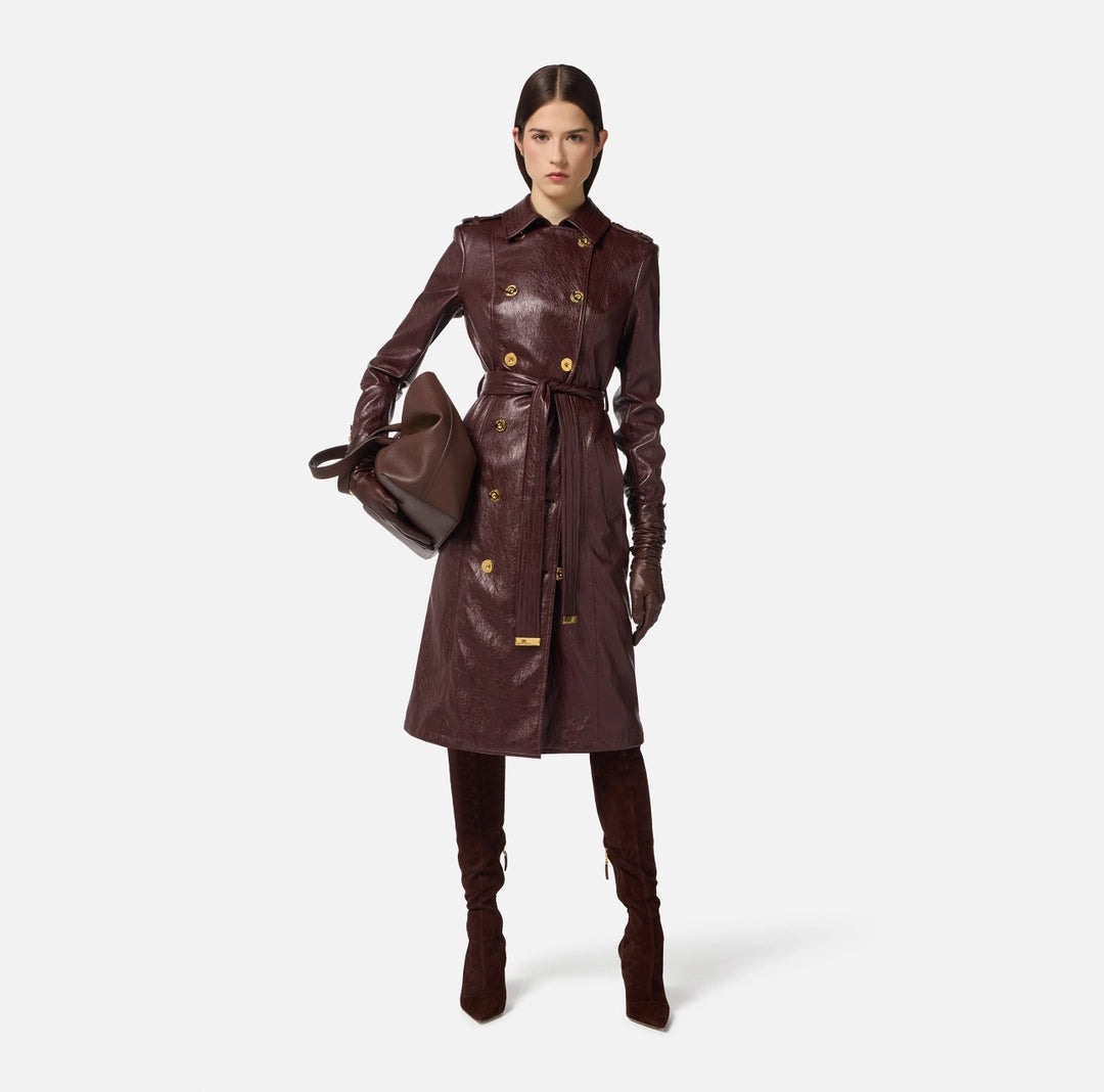 ELISABETTA FRANCHI Cappotto Donna SP00256E2 EA4 MERLOT gioboutiqueweb