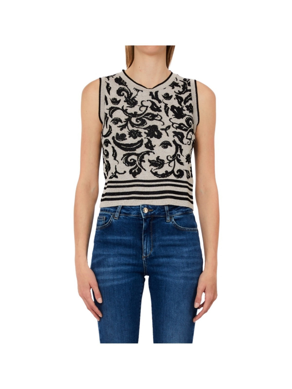 LIU JO WHITE Maglia Donna WA6447MA587 P9564 Jacq.arab.white/blac
