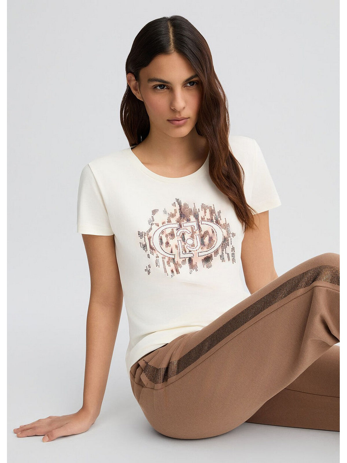LIU JO SPORT T-shirt Donna TA5173JS003 M9514 Wh.milk/macula moro gioboutiqueweb