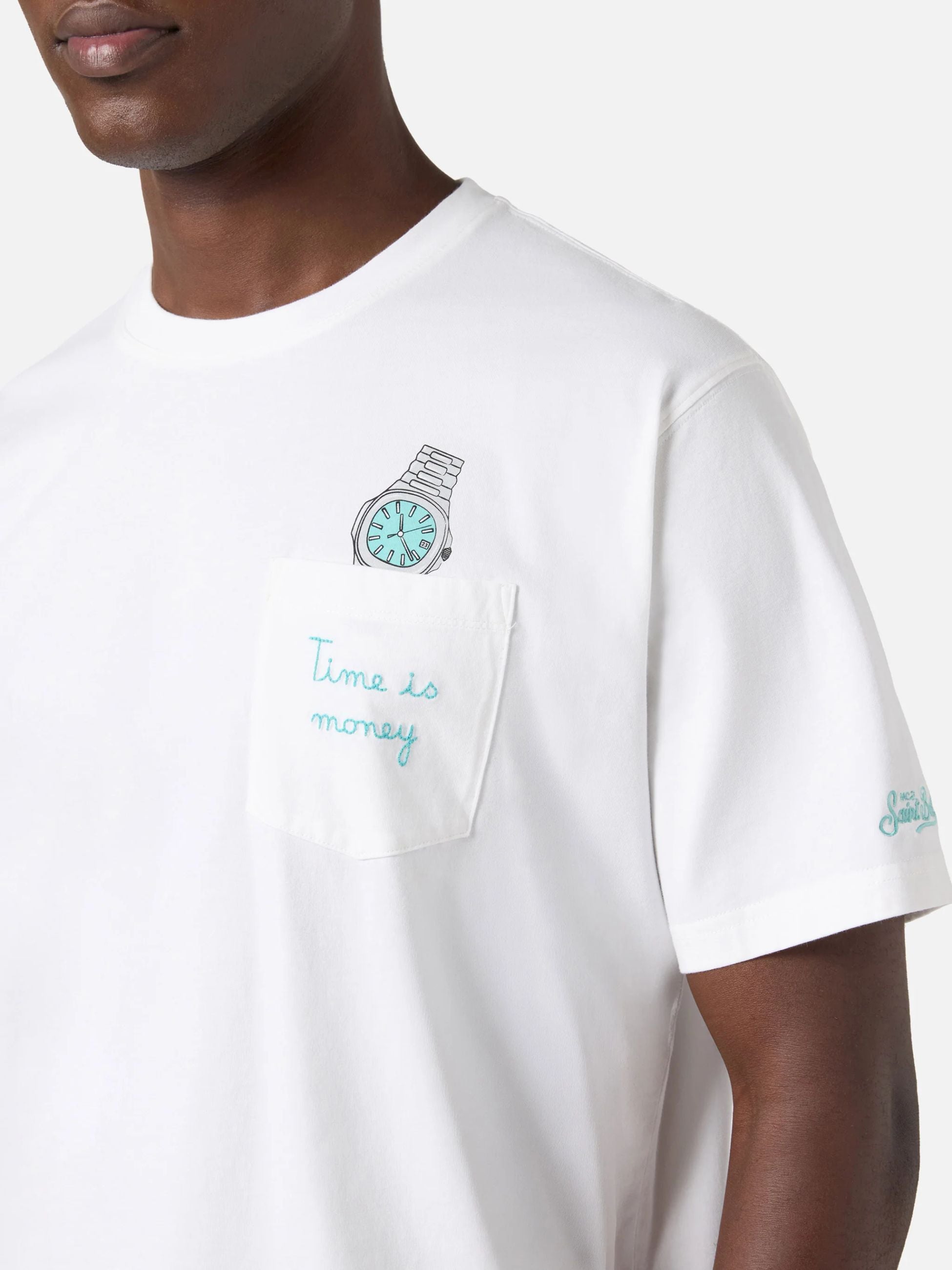 MC2 SAINT BARTH T-shirt Uomo AUSTIN 04354L TIME IS MONEY 01N EMB gioboutiqueweb