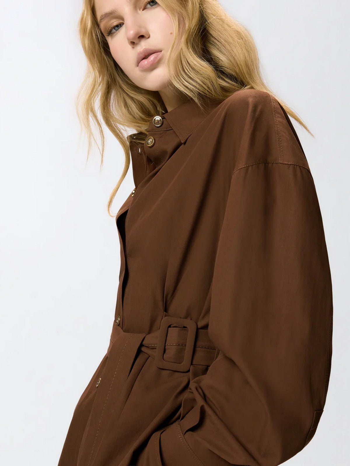 PINKO Giacca Donna CHERYL OVERSHIRT COTONE FLUIDO 106153-A2ER L78 MARRONE TERRA X PIANTE