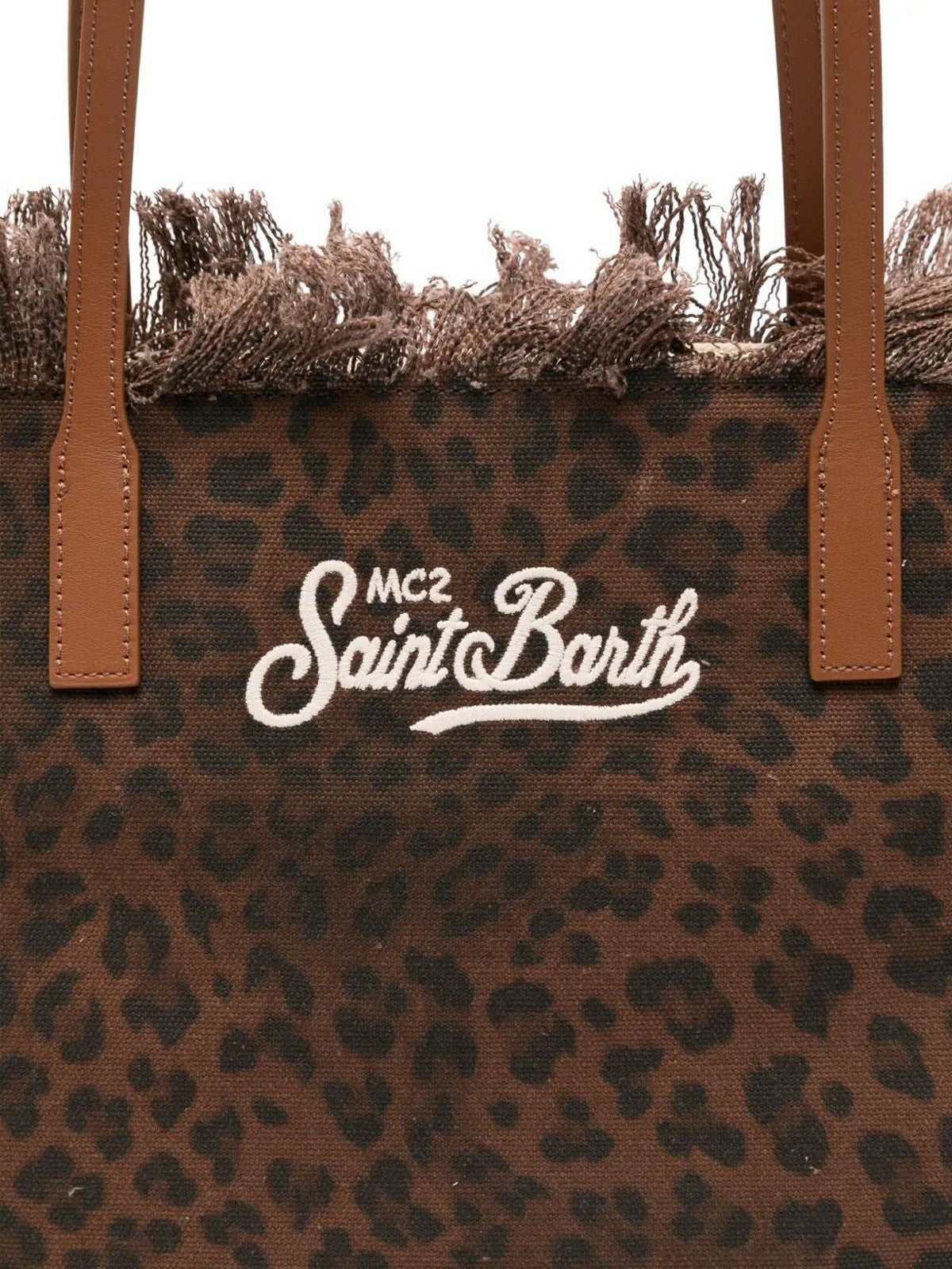 MC2 SAINT BARTH Borsa Donna CITY BAG MID FRINGE 00588L CANVAS DARK LEOPARD 18 EMB