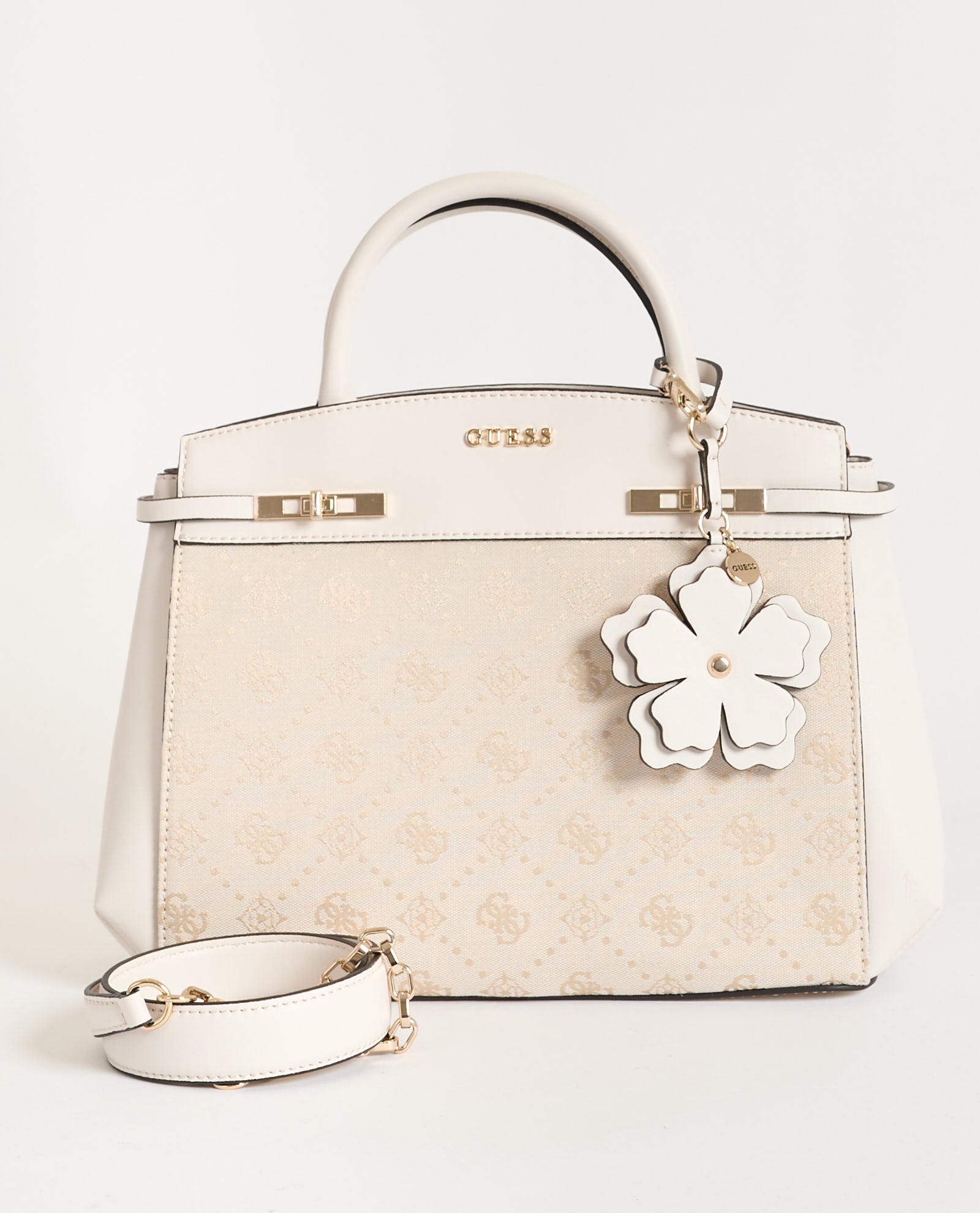 GUESS Borsa Donna MELINDA LOGO TRI COMP SATCHEL HWJP99 02060 OFL OFF WHITE LOGO