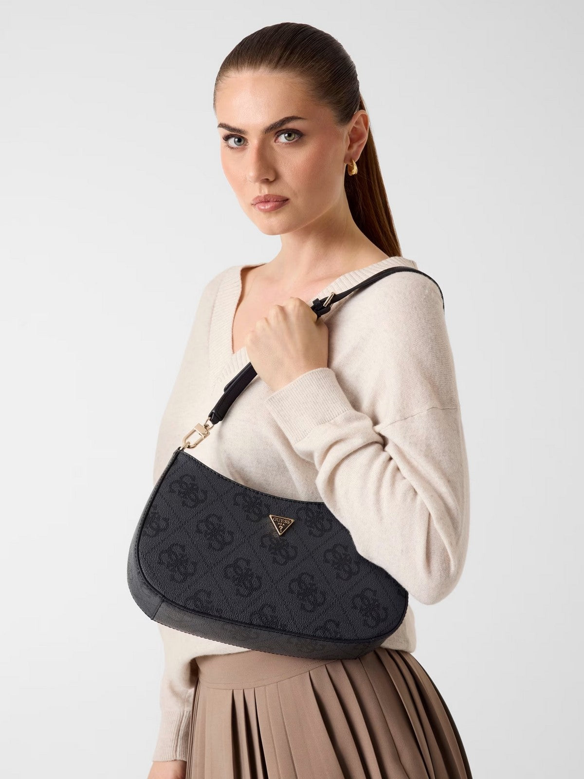 GUESS Borsa Donna NOELLE II TOP ZIP SHOULDER BAG HWSO96 72180 CLO COAL LOGO