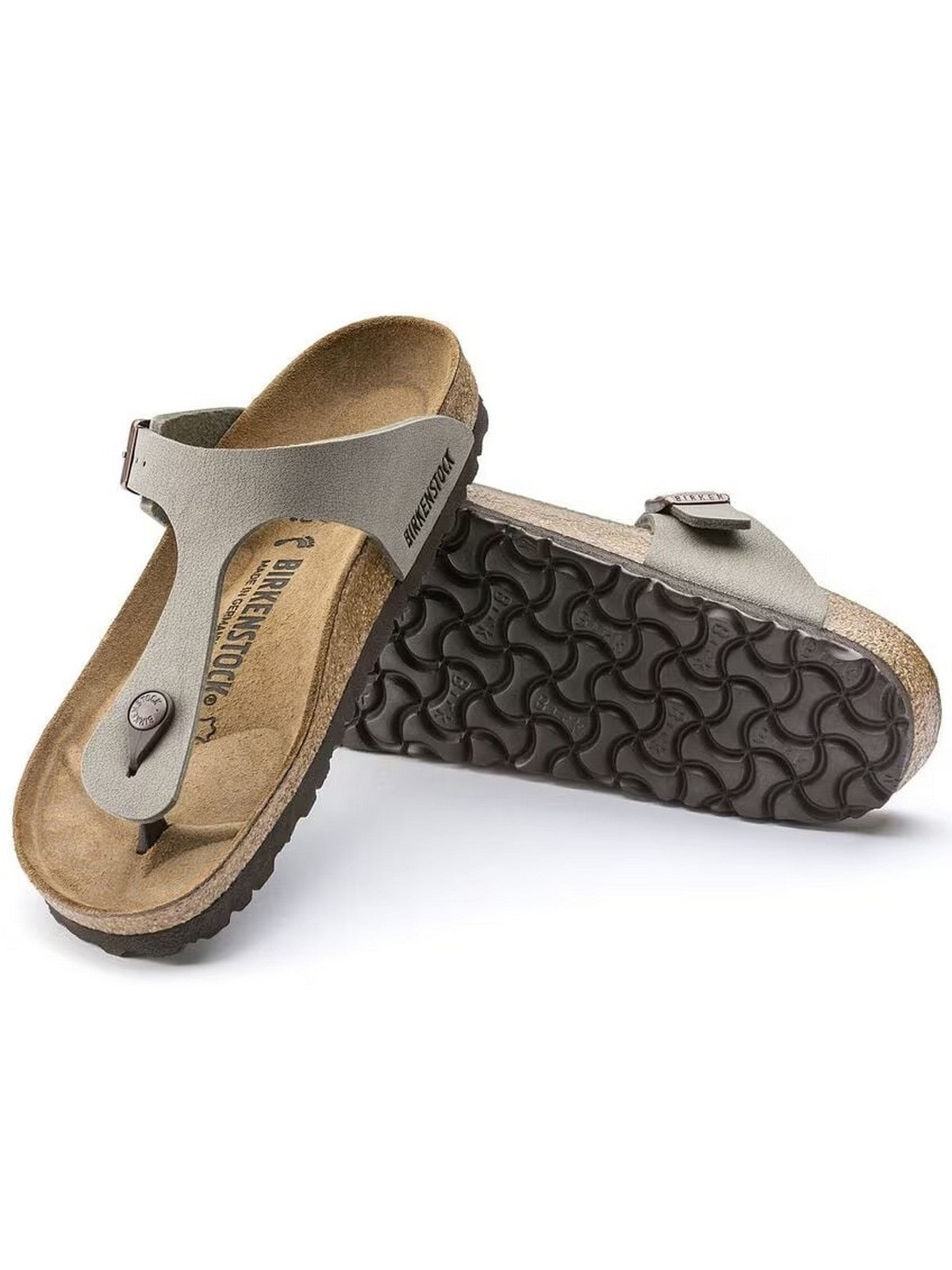 BIRKENSTOCK Sandalo Unisex adulto Gizeh stone, Birkibuc 043391 Grigio gioboutiqueweb