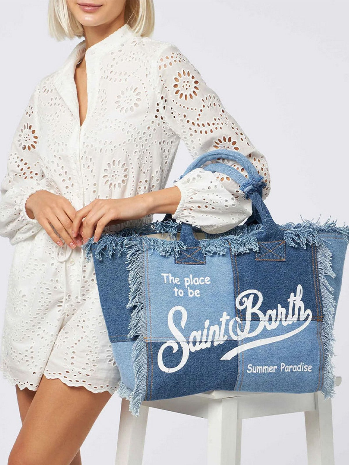 MC2 SAINT BARTH Borsa Donna VANITY 04132H DENIM PATCHWORK gioboutiqueweb