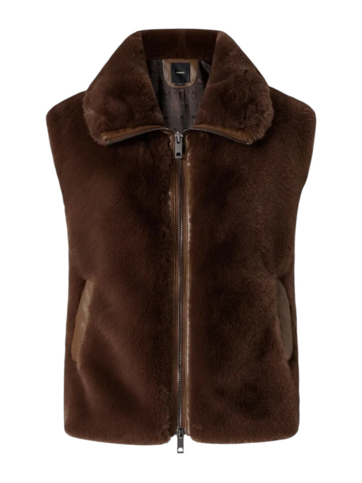 PINKO Pelliccia Donna DEYN GILET 105107-A2WN L74 MARRONE CASTANO